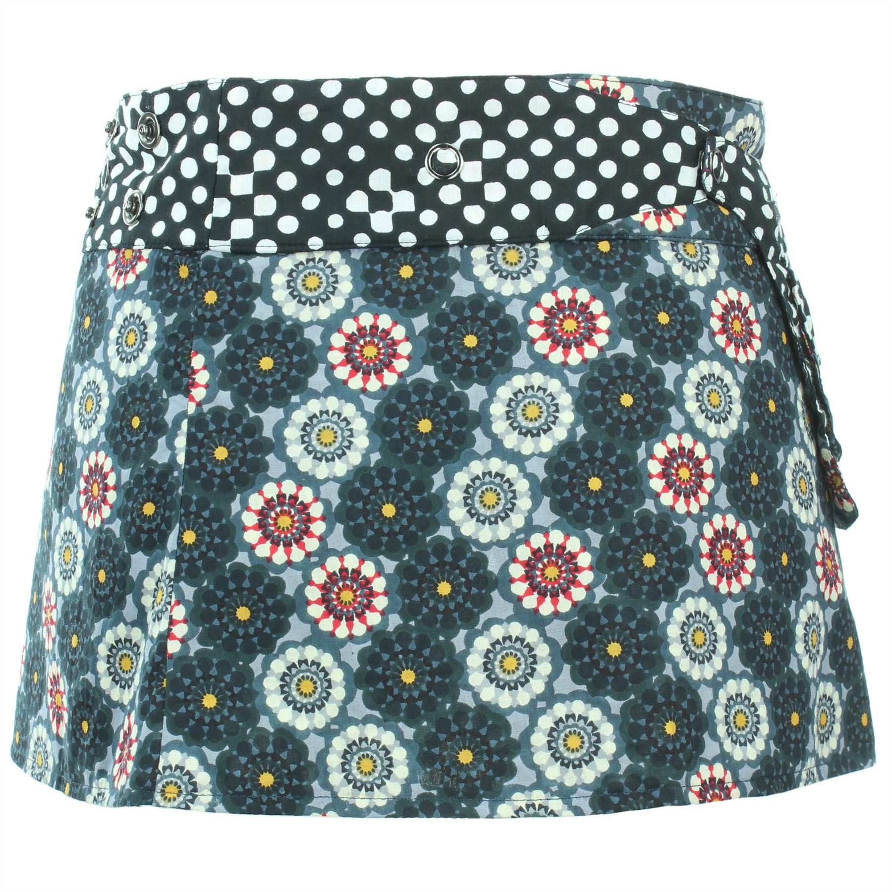 Hippie Bohemian Short Popper Childrens Skirt Boho Pocket Wrap Reversible Stud - Picture 38 of 56