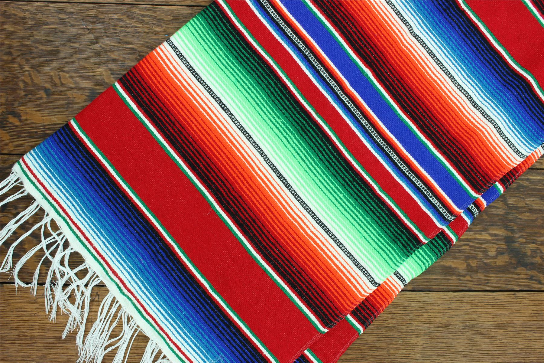 Handwoven Mexican Serape Traditional Jorongo Blanket Shawl Cloak Bright Striped - Picture 91 of 105