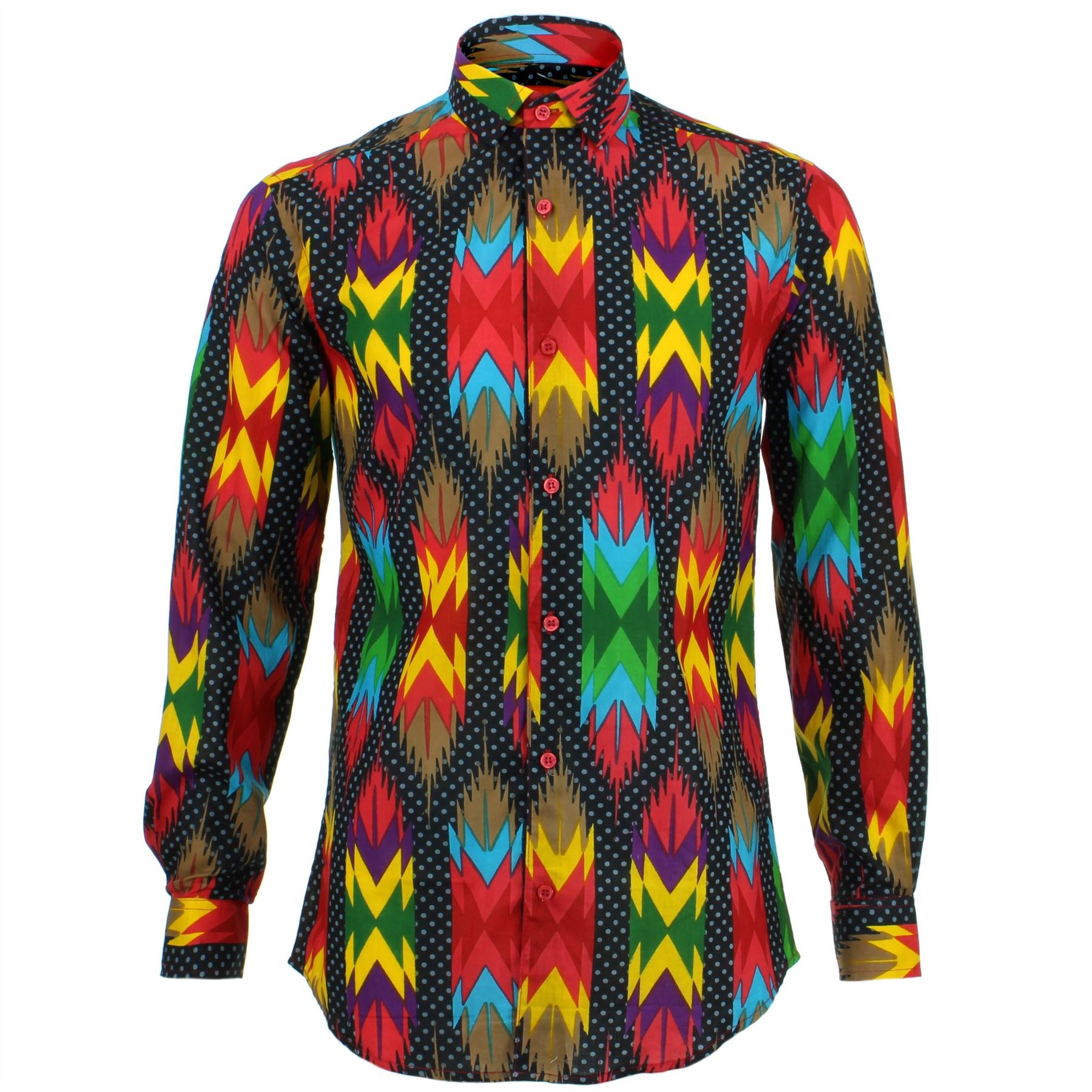 Mens Shirt Loud Originals TAILORED FIT Polka Dots Red Retro Psychedelic Fancy