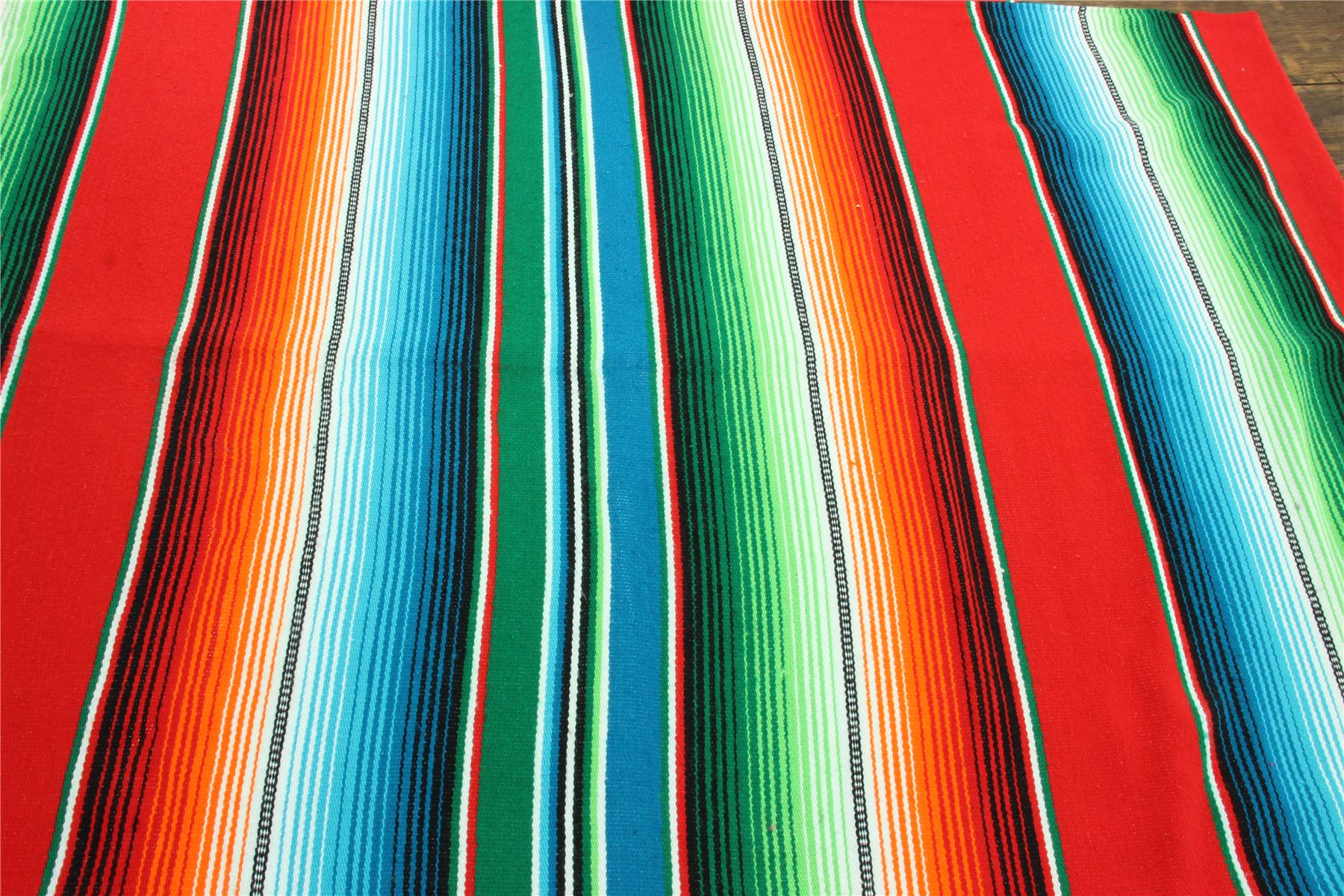 Handwoven Mexican Serape Traditional Jorongo Blanket Shawl Cloak Bright Striped - Picture 35 of 105