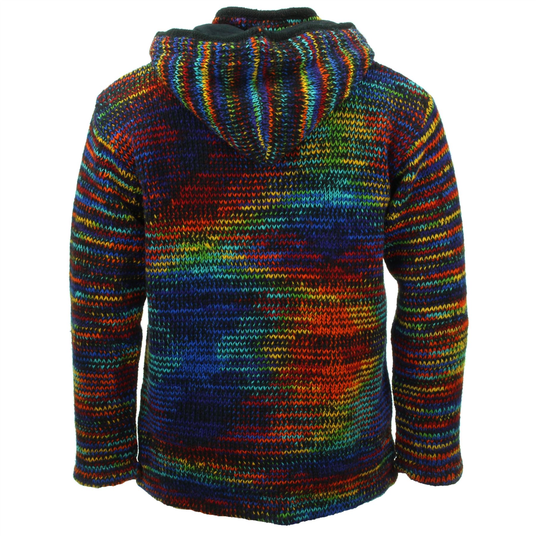 Handgestrickte Wolle Kapuzenjacke Cardigan Hoodie Nepal warm gefüttert Hippie Reißverschluss - Bild 38 von 102