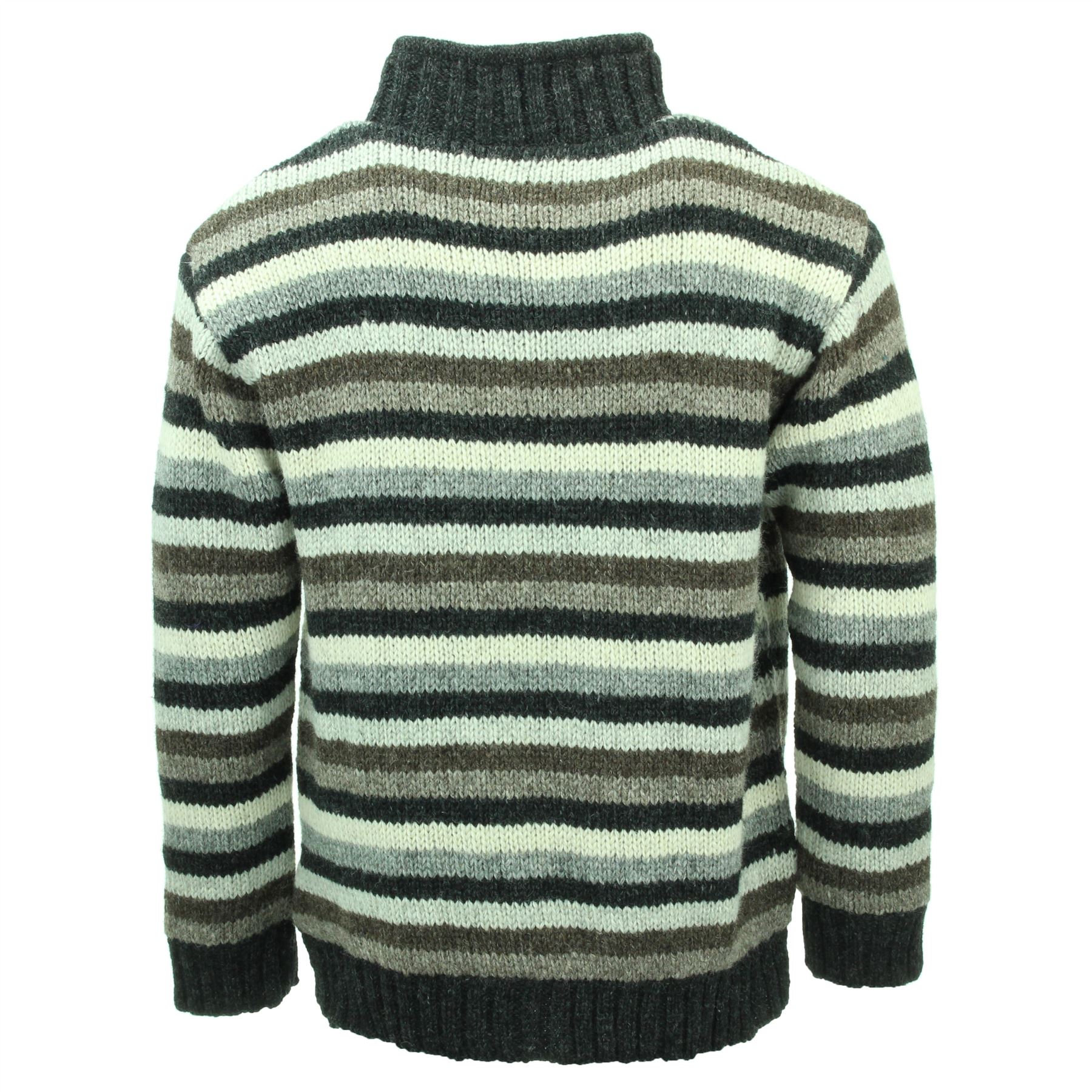 Hand Knitted Wool Jacket Cardigan LoudElephant Nepal Warm Lined Unisex - Picture 27 of 102