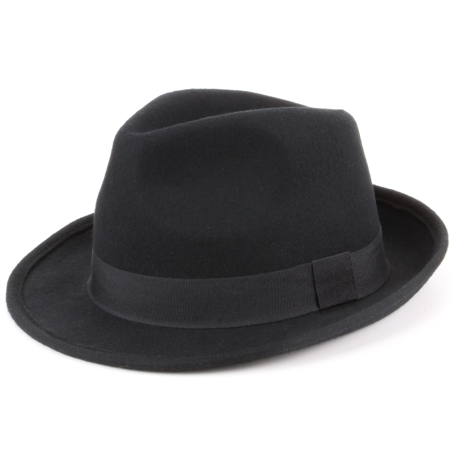 Wool Trilby Hat Hawkins Felt Fedora BLACK BROWN Mens Ladies M S eBay
