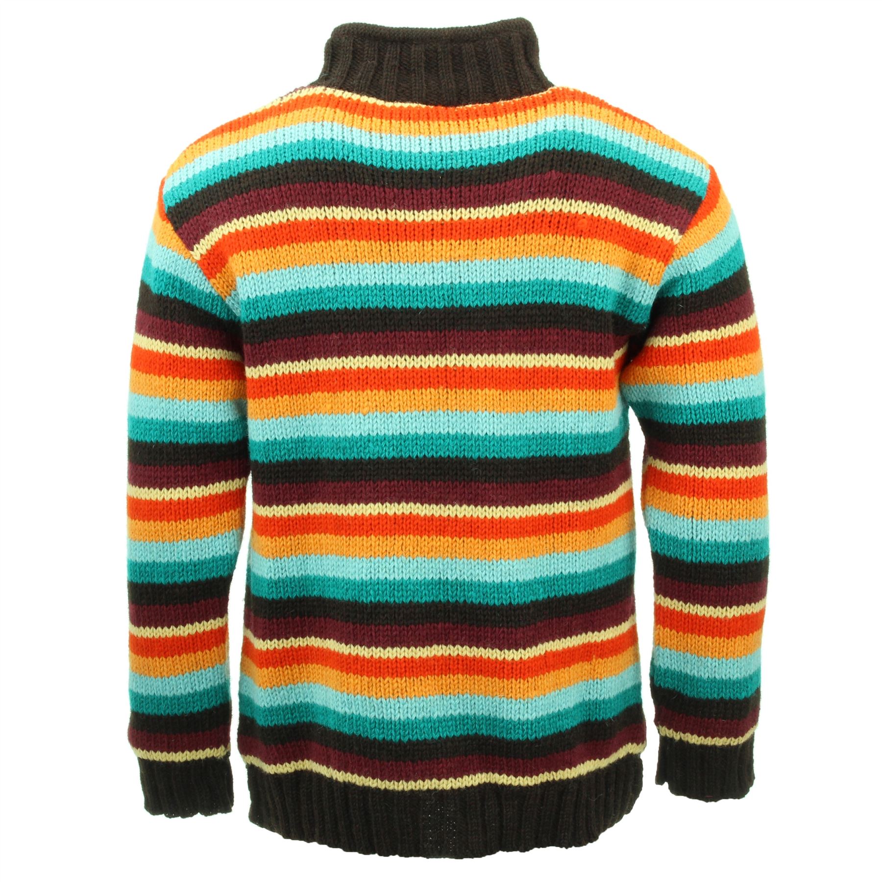 Hand Knitted Wool Jacket Cardigan LoudElephant Nepal Warm Lined Unisex - Picture 32 of 102