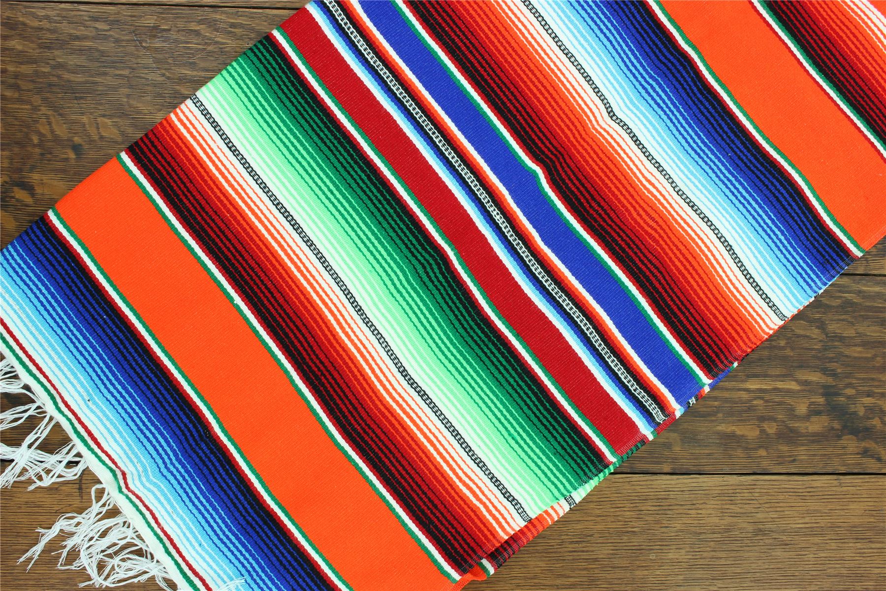 Handwoven Mexican Serape Traditional Jorongo Blanket Shawl Cloak Bright Striped - Picture 70 of 105