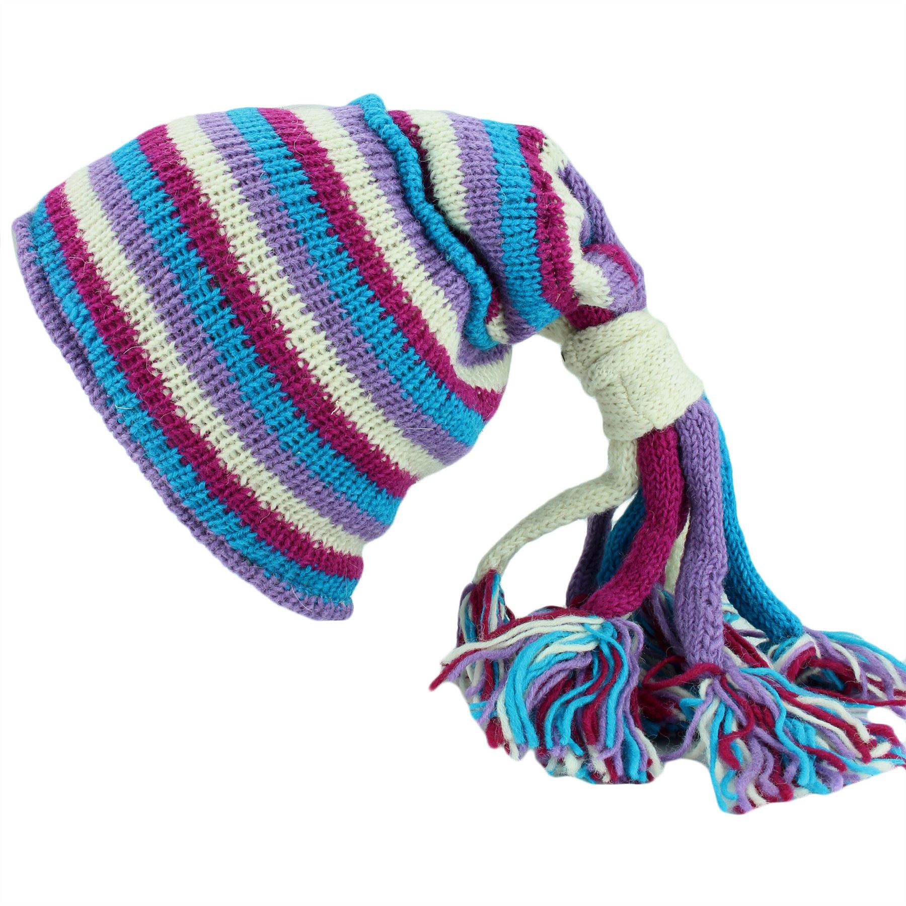 SLOUCH BEANIE HIPPIE TASSEL HAT FESTIVAL FOUNTAIN Wool Knit Fleece