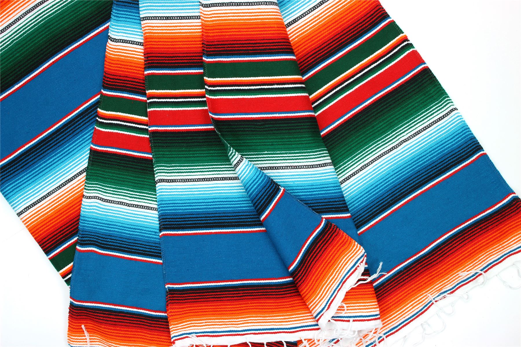 Handwoven Mexican Serape Traditional Jorongo Blanket Shawl Cloak Bright Striped - Picture 42 of 105