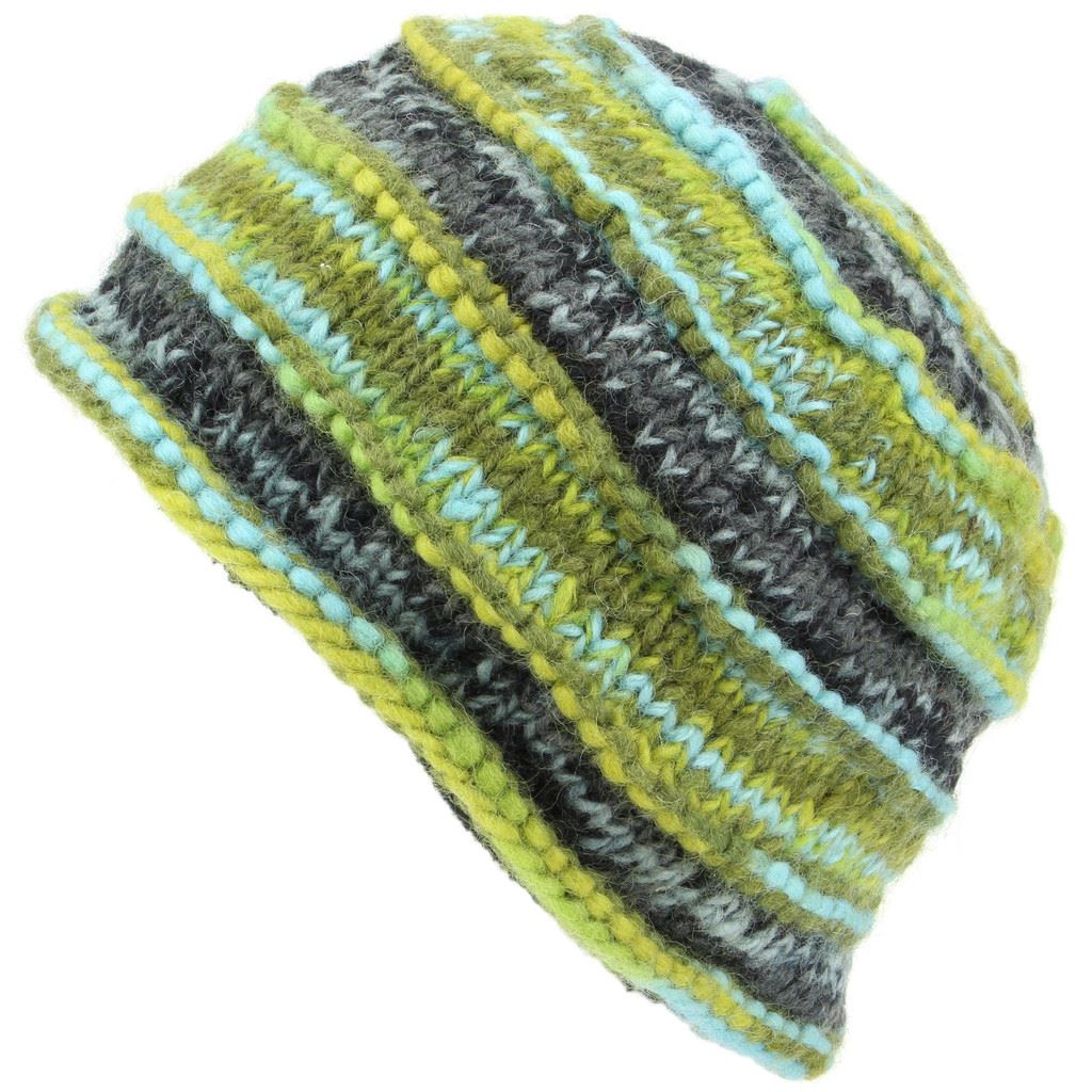 Wool Knit Beanie Hat Handmade Men Ladies Warm Winter Space Dye Ribbed - Picture 27 of 65