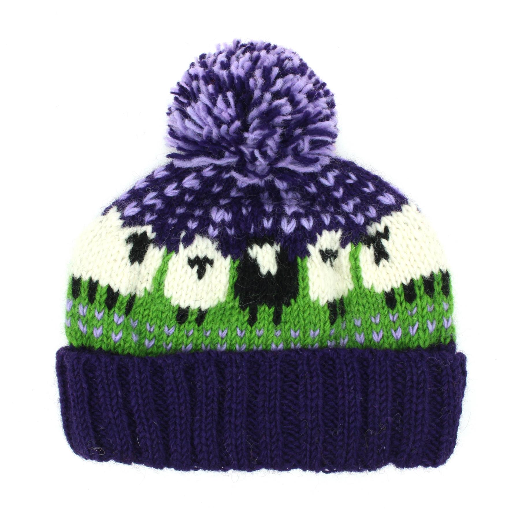 Moutons Black Hat Beanie Bobble POM Chaud Hiver vert laine tricot chunky Linned Moutons Black Hat Beanie Bobble POM Chaud Hiver vert laine tricot chunky Linned