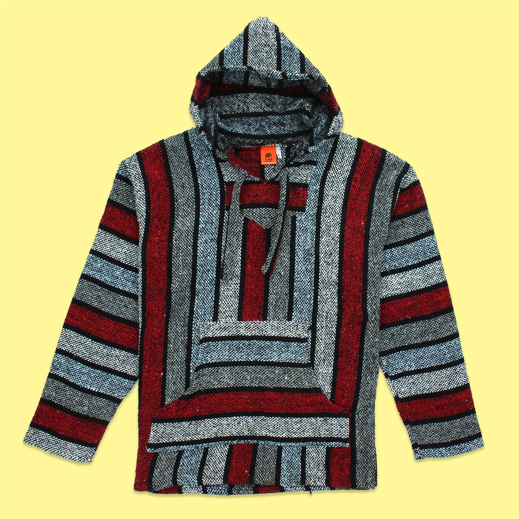 Recycled Mexican Baja Jerga Hoody Sweatshirt Jacket Hooded Warm Hippy Plus Size - Picture 166 of 189