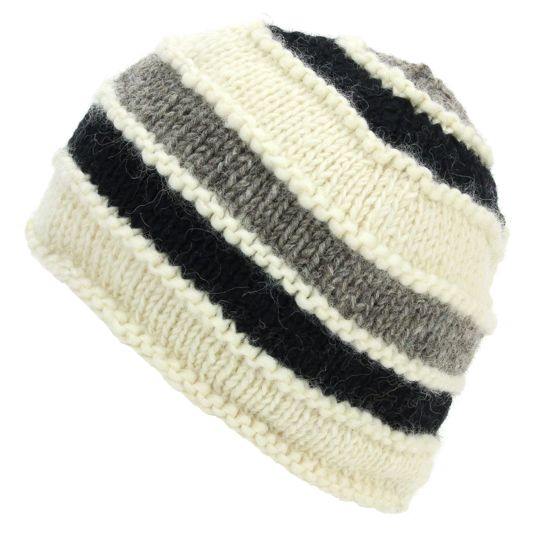 Wool Knit Beanie Hat Handmade Men Ladies Warm Winter Space Dye Ribbed - Picture 59 of 65