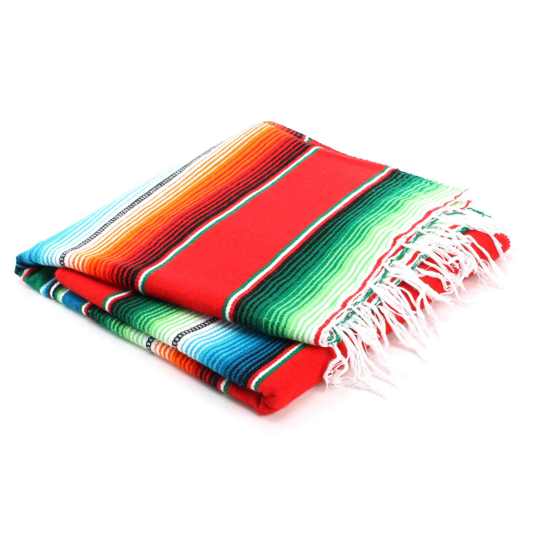 Handwoven Mexican Serape Traditional Jorongo Blanket Shawl Cloak Bright Striped - Picture 36 of 105