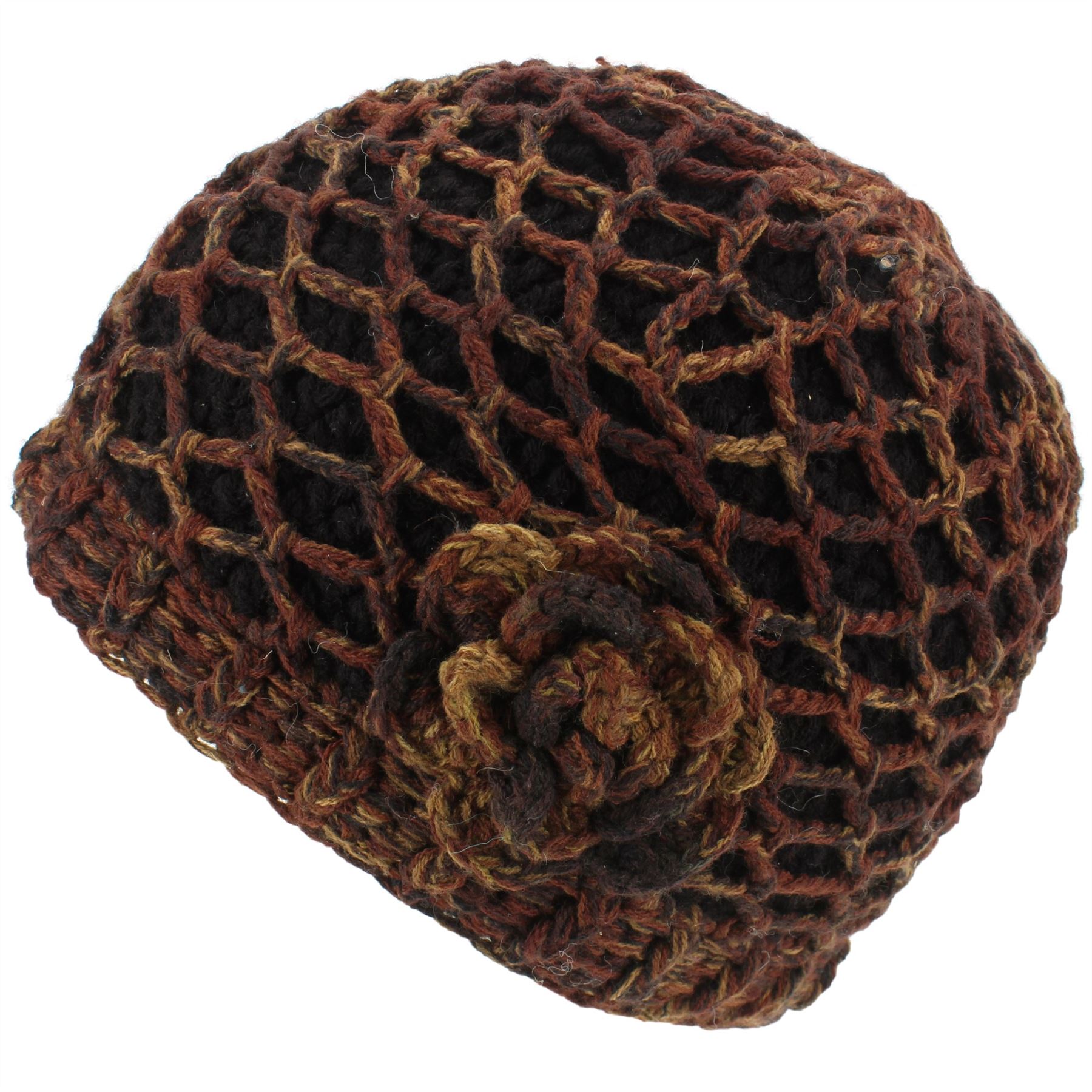 Beanie Hat Cap Warm Winter Lattice Flower Soft Lined LoudElephant Acrylic Knit - Picture 6 of 17
