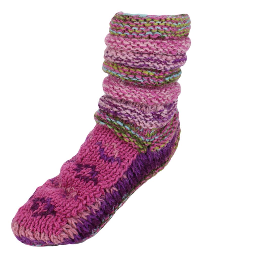 Wool Socks Chunky Knitted Fleece Lined RAINBOW Slipper Winter Warm LoudElephant - Picture 14 of 24