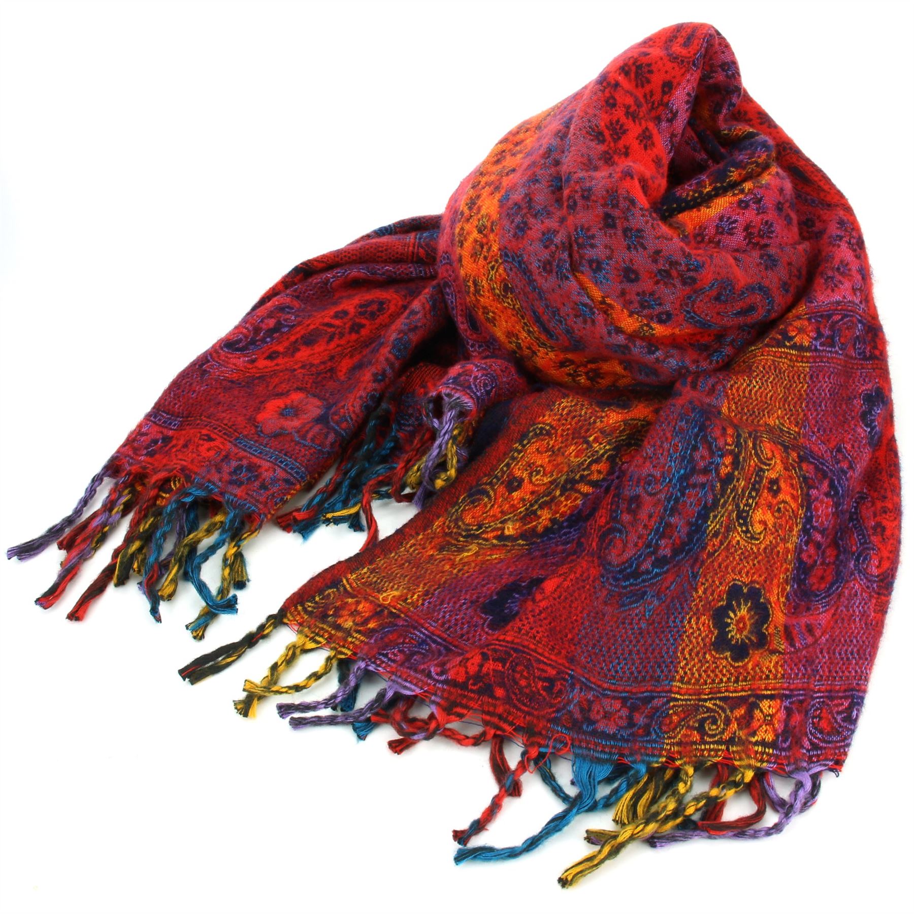 Acrylic Wool Blanket Shawl Wrap Throw Finest Softest India BLACK Paisley Travel