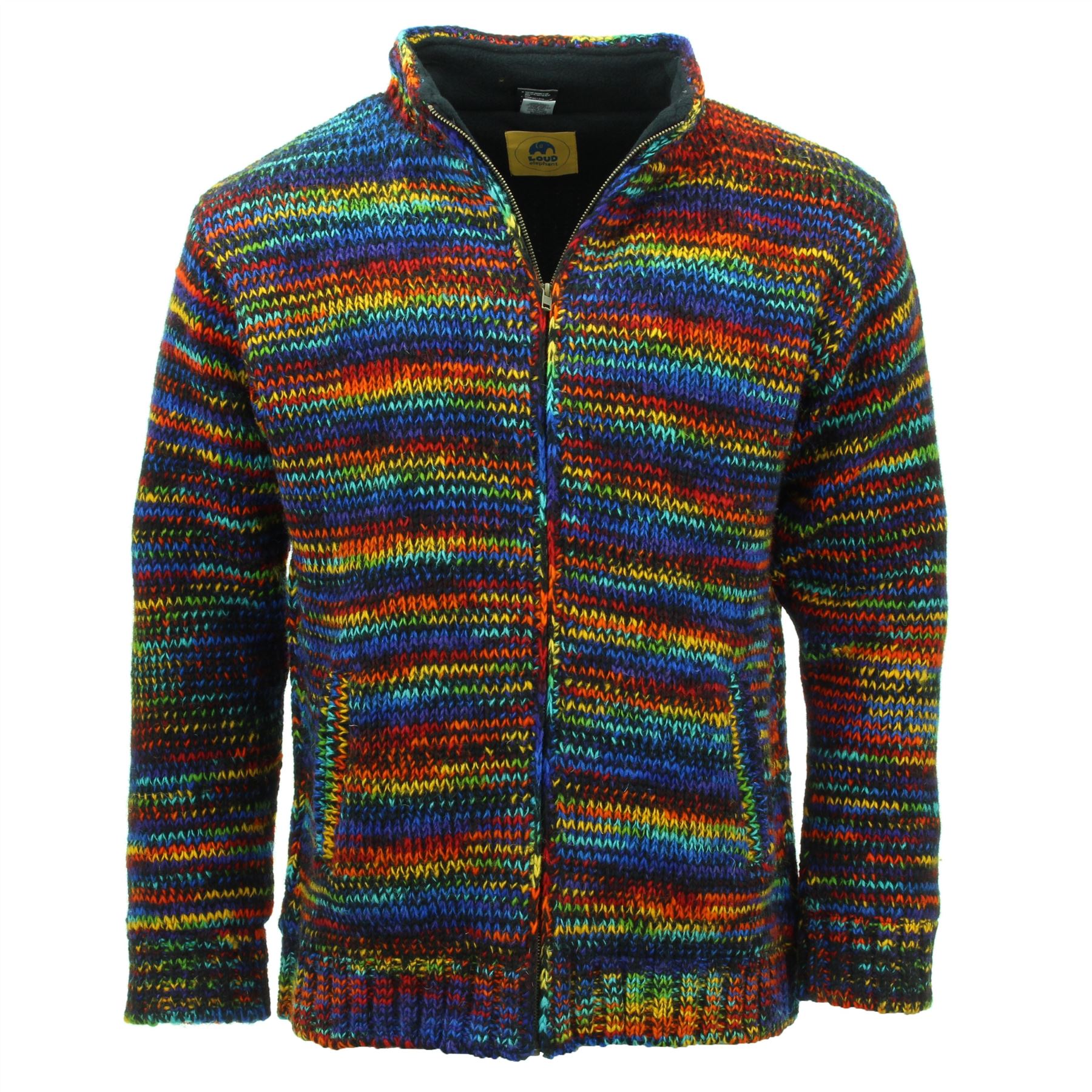 Hand Knitted Wool Jacket Cardigan LoudElephant Nepal Warm Lined Unisex - Picture 11 of 102