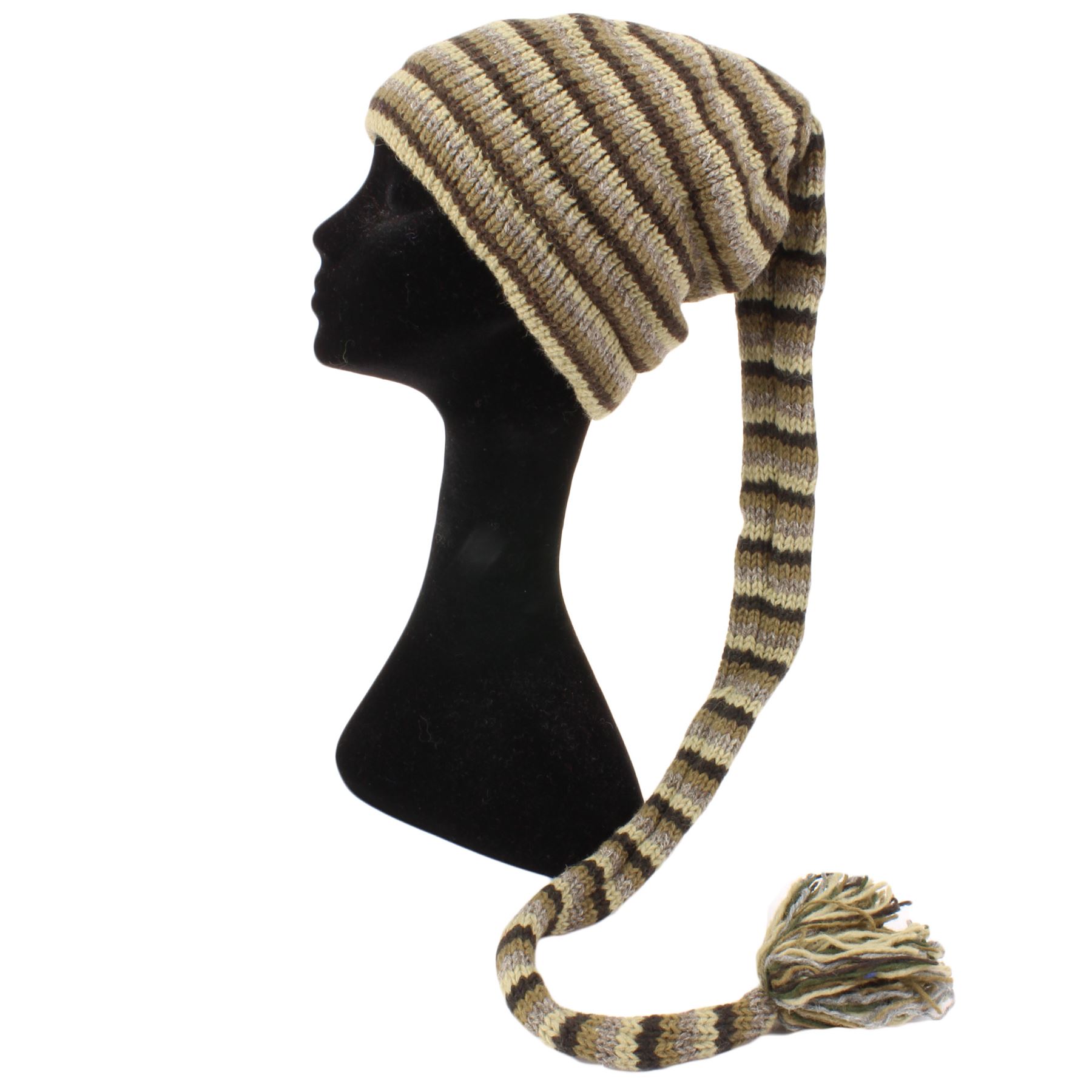 WOOL KNIT TAIL HAT HIPPY FESTIVAL FLEECE LINED BEANIE Multi Colours eBay