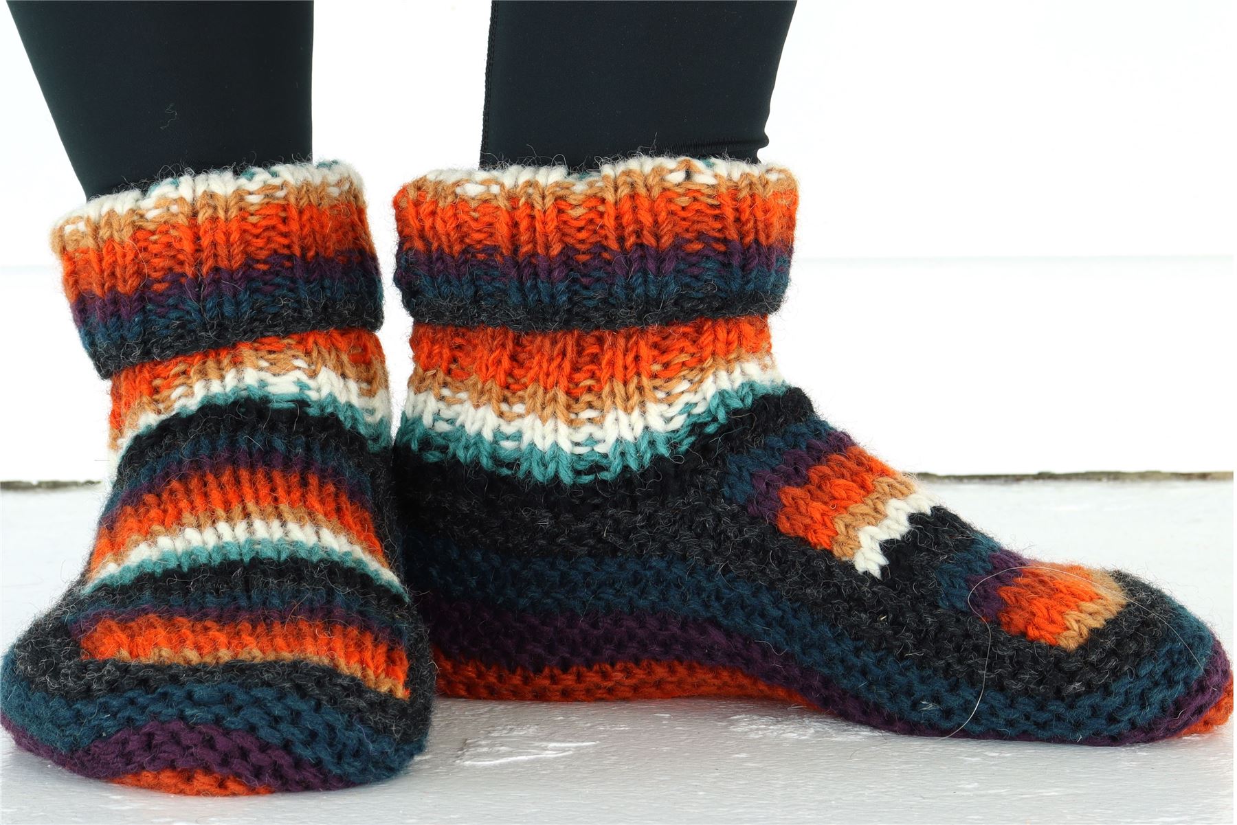 Hand Knitted Wool Slipper Socks Woolly Hand-knitted Warm Cosy Handmade - Picture 24 of 59