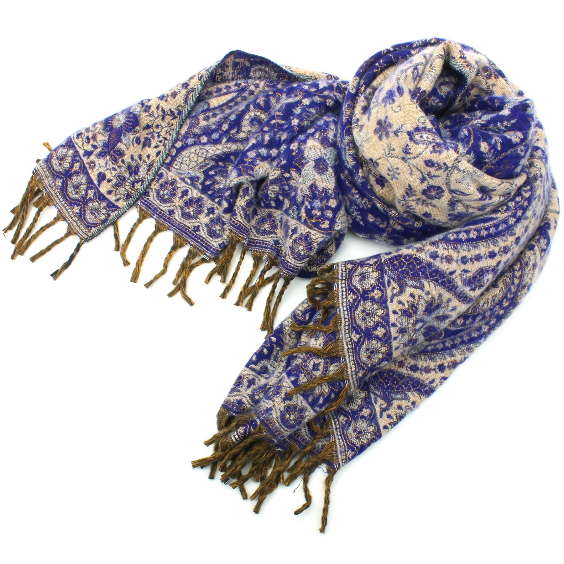 Acrylic Wool Blanket Shawl Wrap Throw Finest Softest India Paisley Travel - Picture 13 of 14
