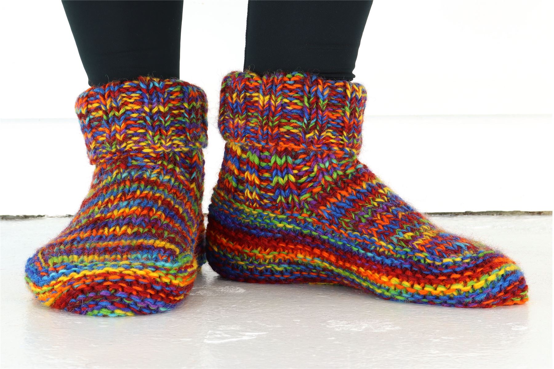 Hand Knitted Wool Slipper Socks Woolly Hand-knitted Warm Cosy Handmade - Picture 19 of 59