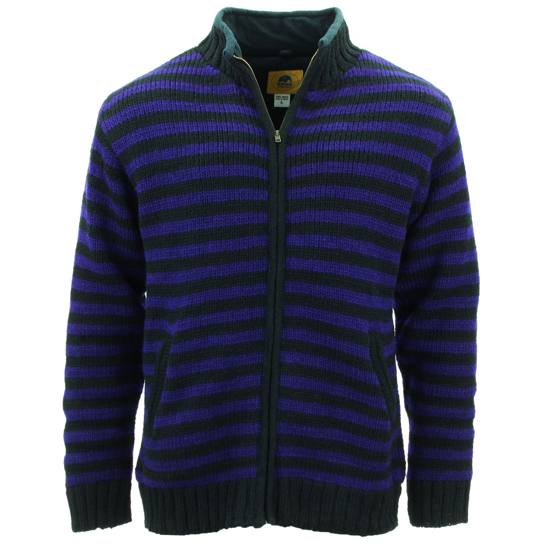 Hand Knitted Wool Jacket Cardigan LoudElephant Nepal Warm Lined Unisex - Picture 97 of 102