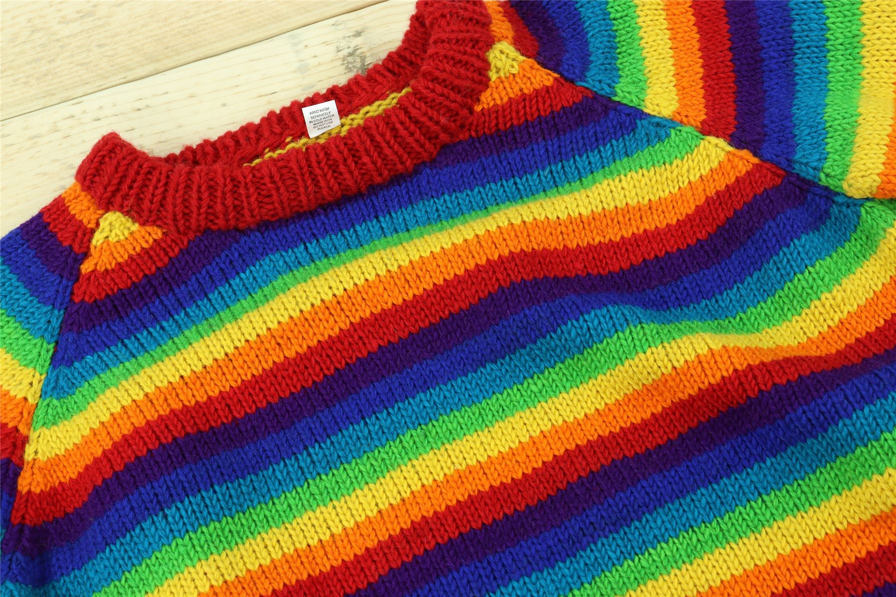 Wool Knit Jumper Sweater Pullover Fairisle Nordic Abstract Warm Nepal Loose - Picture 77 of 81