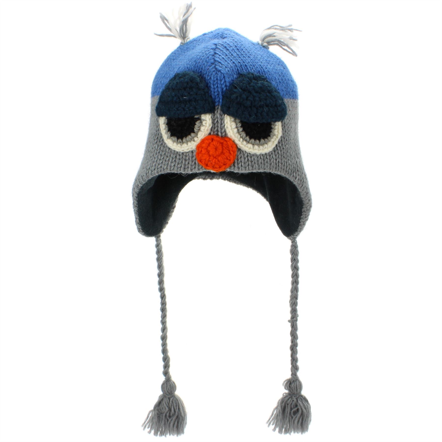 Wool Animal Hat Fleece Lined Unisex Knitted Warm Winter Monkey Tiger Fox - Picture 2 of 24