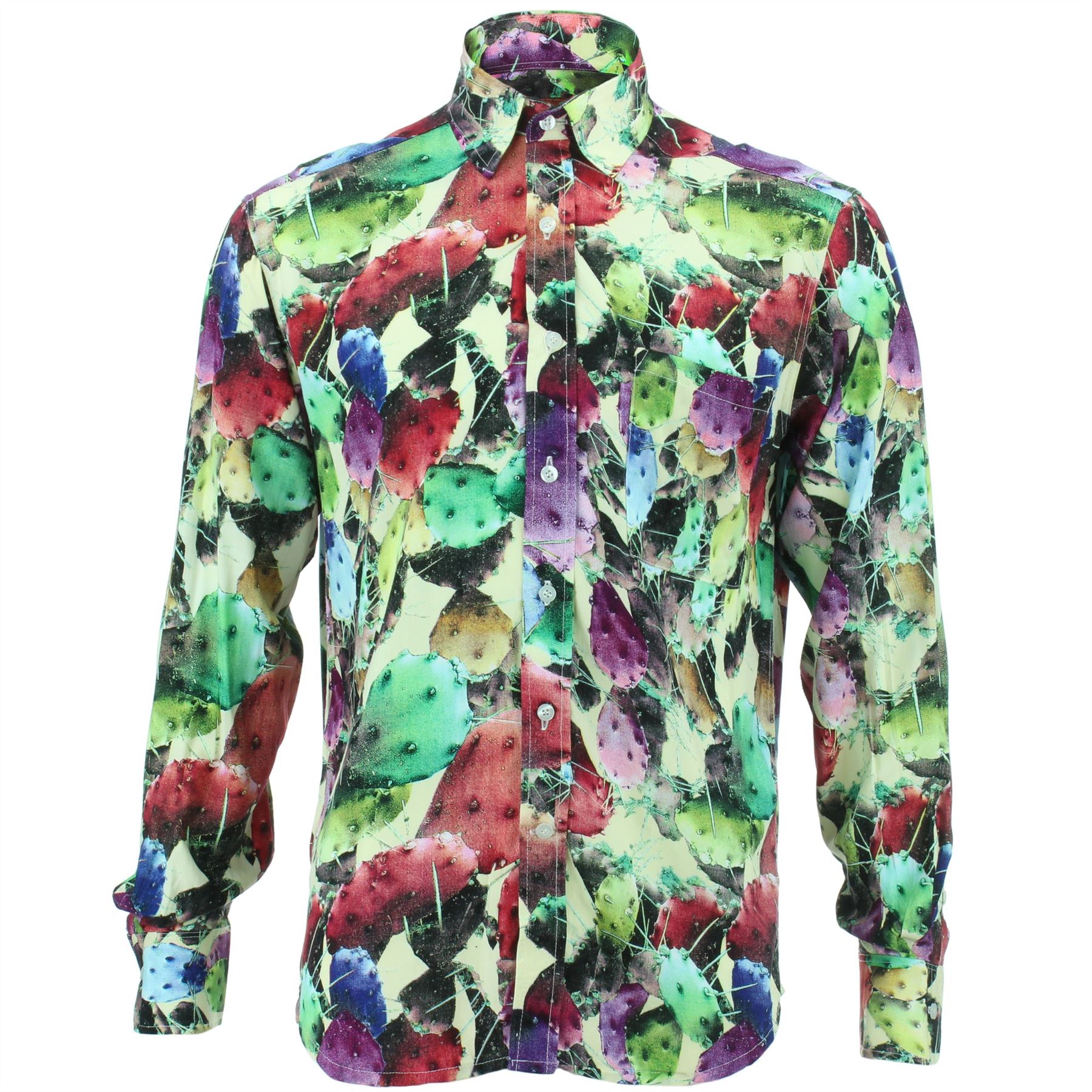 Camisa Hombre Loud Originals Corte Normal Digital Cactus Camisa Hombre Loud Originals Corte Normal Comida Negro Retro