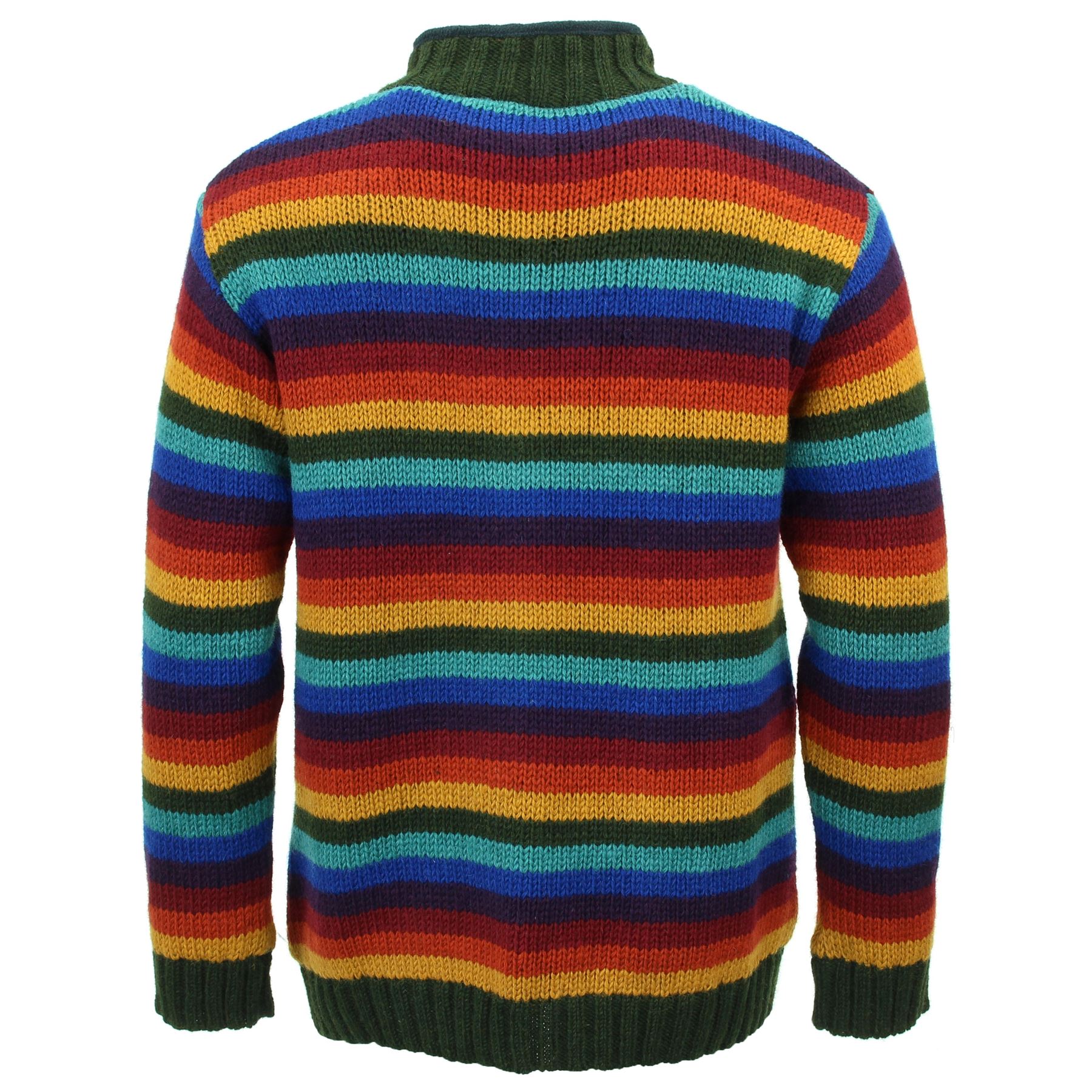 Hand Knitted Wool Jacket Cardigan LoudElephant Nepal Warm Lined Unisex - Picture 86 of 102