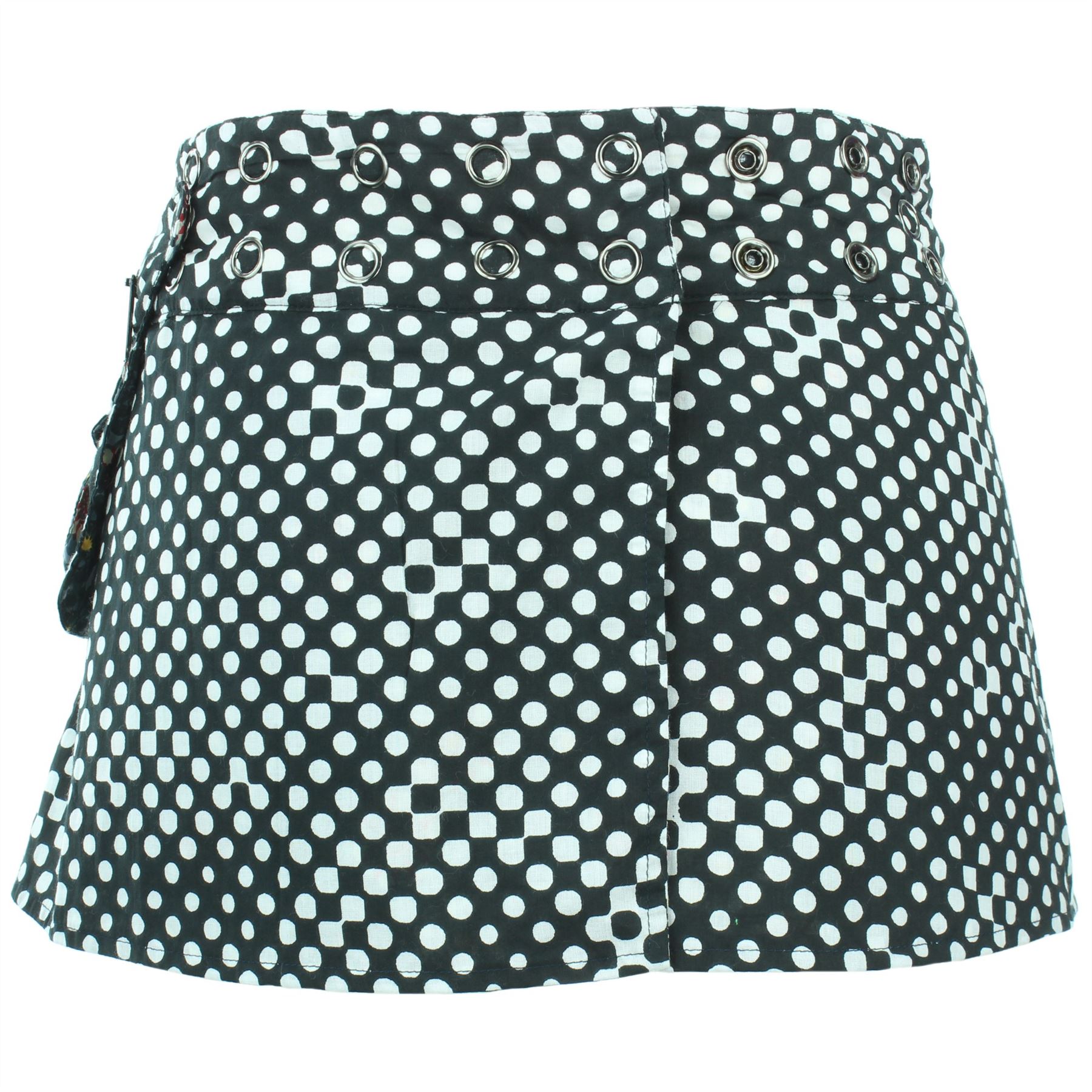 Hippie Bohemian Short Popper Childrens Skirt Boho Pocket Wrap Reversible Stud - Picture 44 of 56
