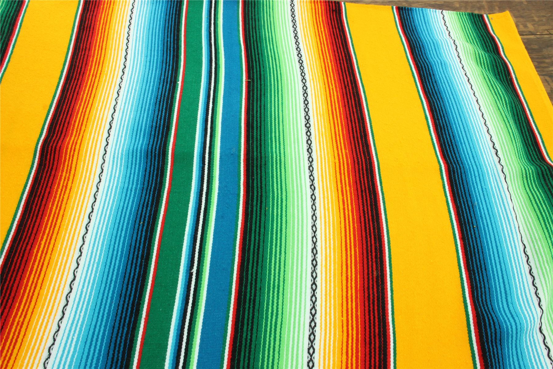 Handwoven Mexican Serape Traditional Jorongo Blanket Shawl Cloak Bright Striped - Picture 44 of 105