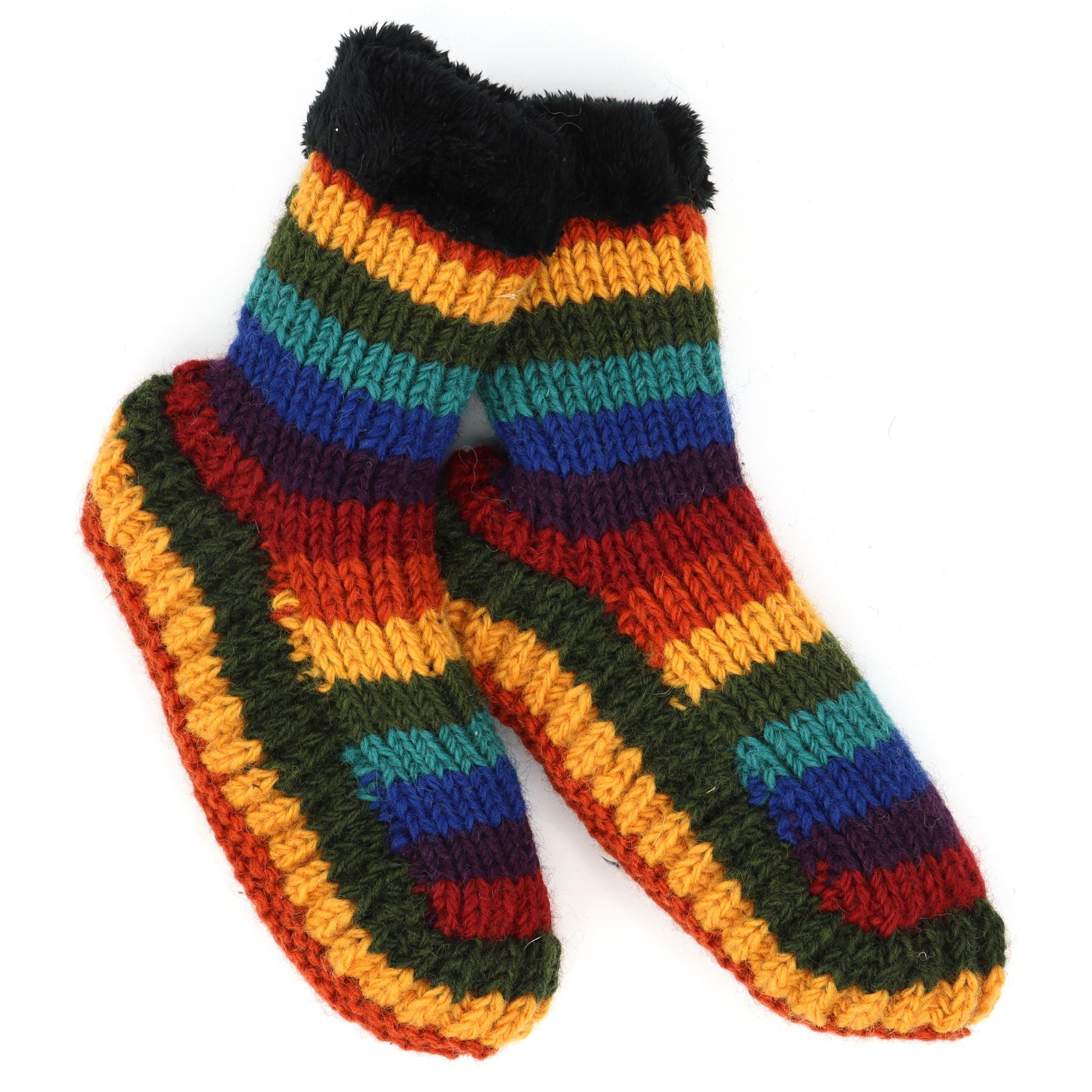 Handgestrickte Wolle Hausschuhe Socken Sherpa Futter Handarbeit warm UK 3-8 EU 36-42 - Bild 35 von 65