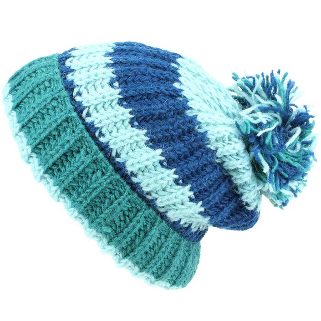 Chunky Wool Knit Beanie Bobble Hat Men Ladies Warm Winter Slouch Baggy Lined - Picture 5 of 10