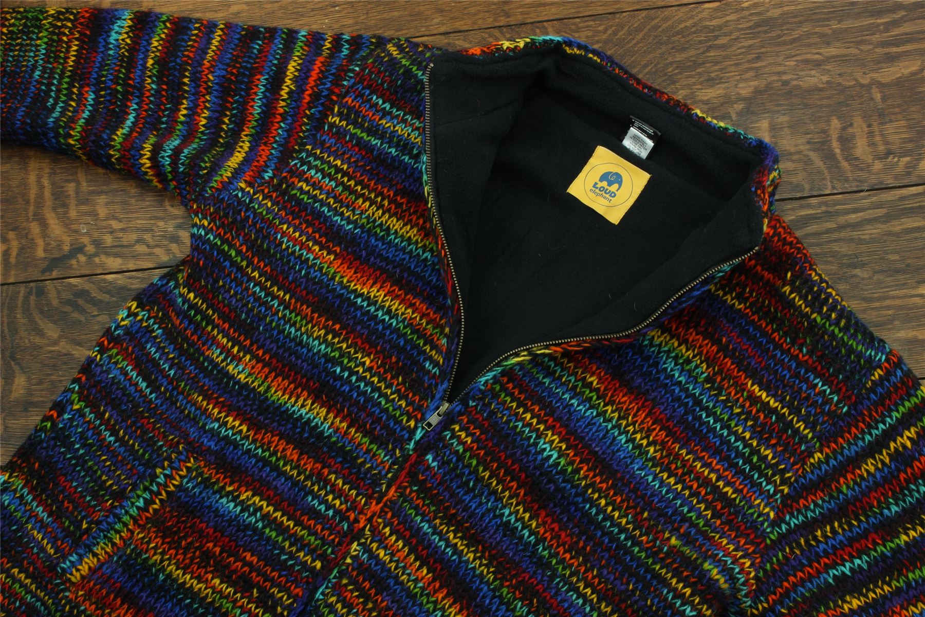Hand Knitted Wool Jacket Cardigan LoudElephant Nepal Warm Lined Unisex - Picture 13 of 102