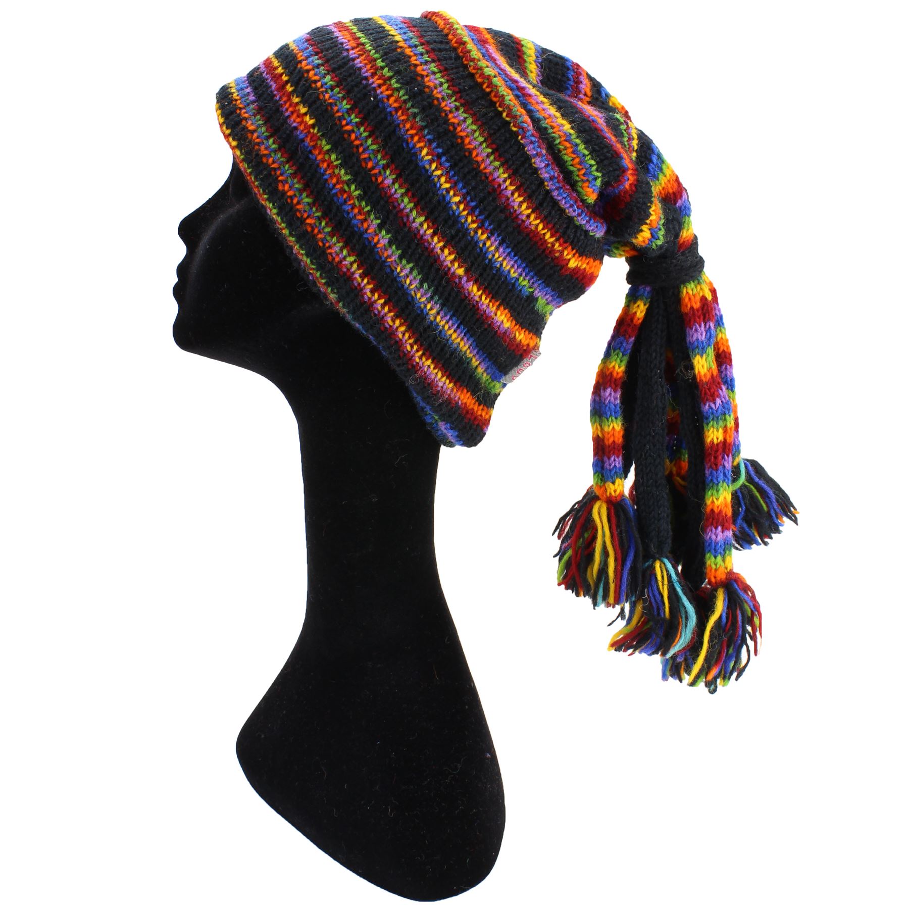 SLOUCH BEANIE HIPPIE TASSEL HAT FESTIVAL FOUNTAIN Wool Knit Fleece