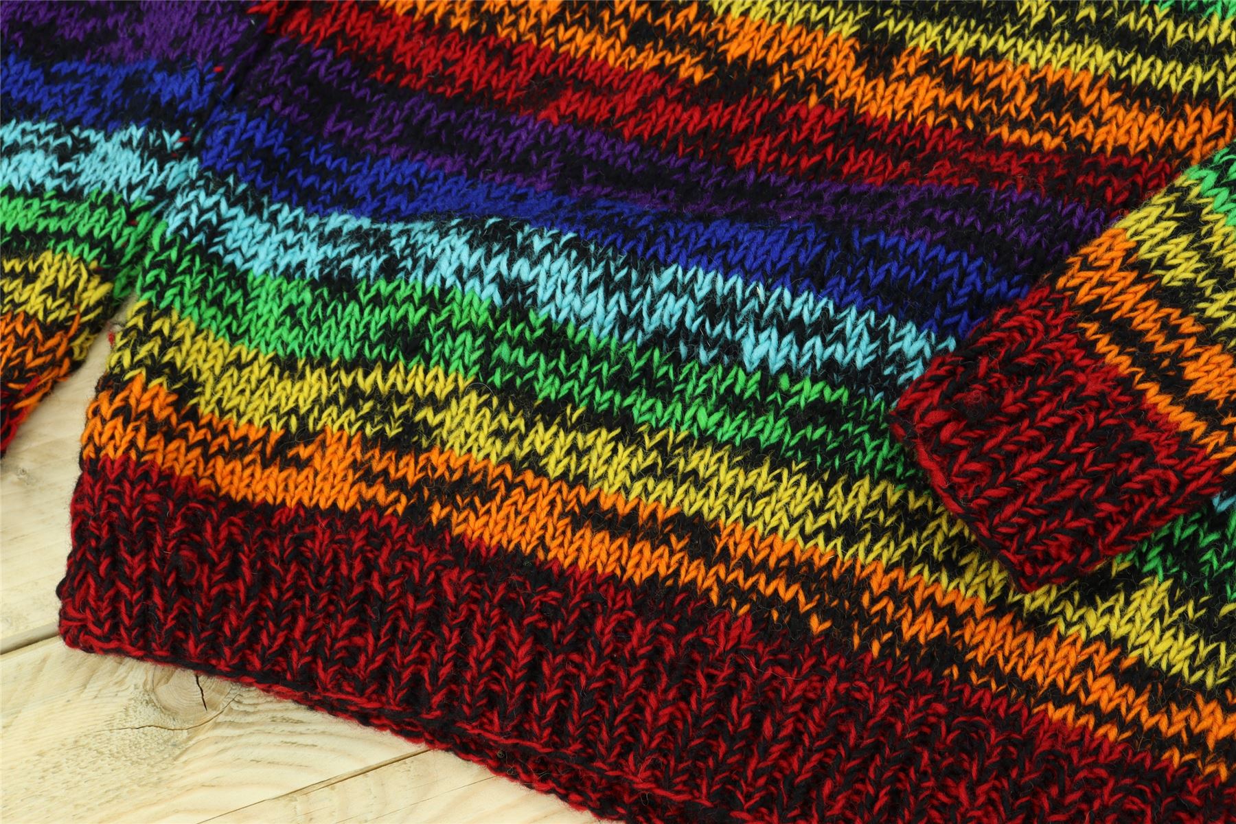 Wool Knit Jumper Sweater Pullover Fairisle Nordic Abstract Warm Nepal Loose - Picture 70 of 81