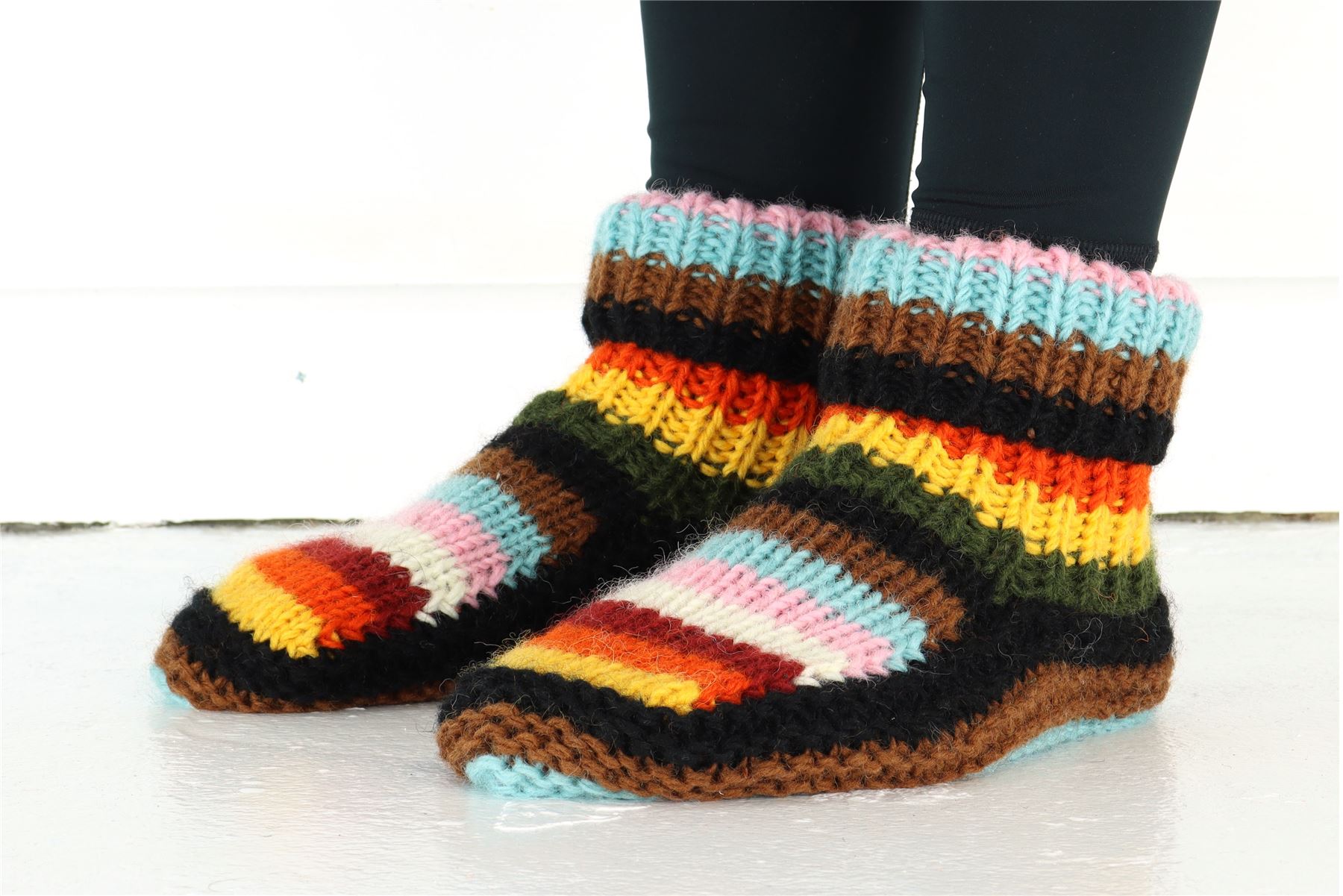 Hand Knitted Wool Slipper Socks Woolly Hand-knitted Warm Cosy Handmade - Picture 40 of 59