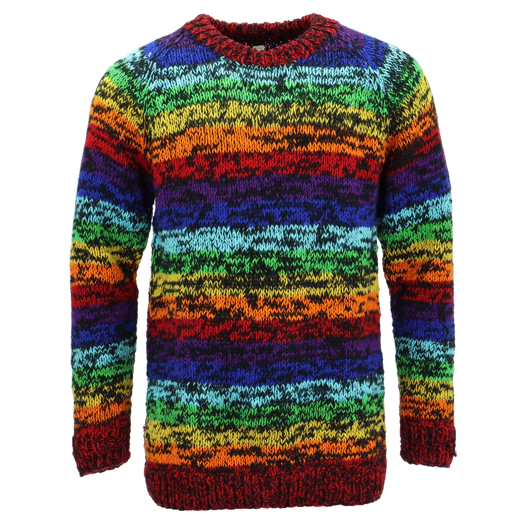 Wool Knit Jumper Sweater Pullover Fairisle Nordic Abstract Warm Nepal Loose - Picture 68 of 81