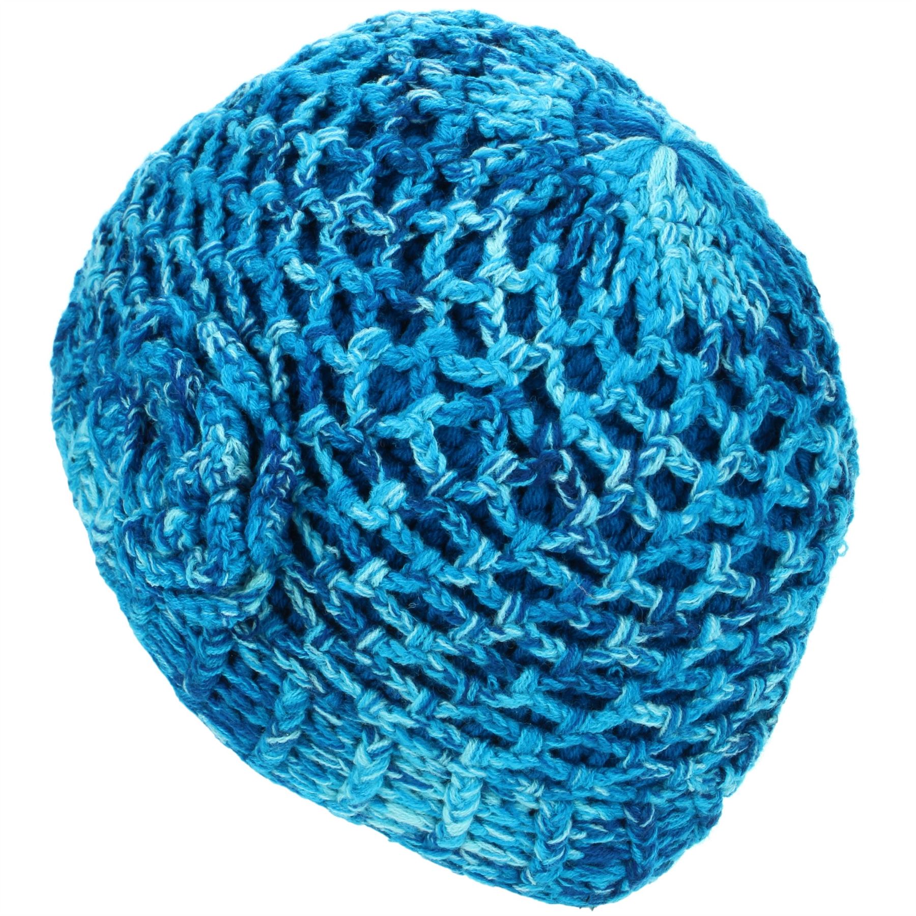 Beanie Hat Cap Warm Winter Lattice Flower Soft Lined LoudElephant Acrylic Knit - Picture 3 of 17