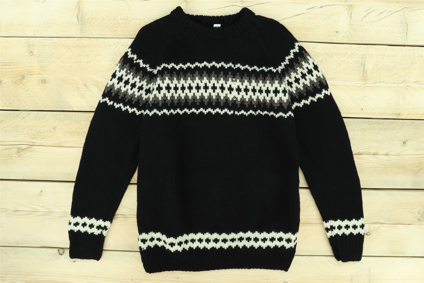 Wool Knit Jumper Sweater Pullover Fairisle Nordic Abstract Warm Nepal Loose - Picture 9 of 81