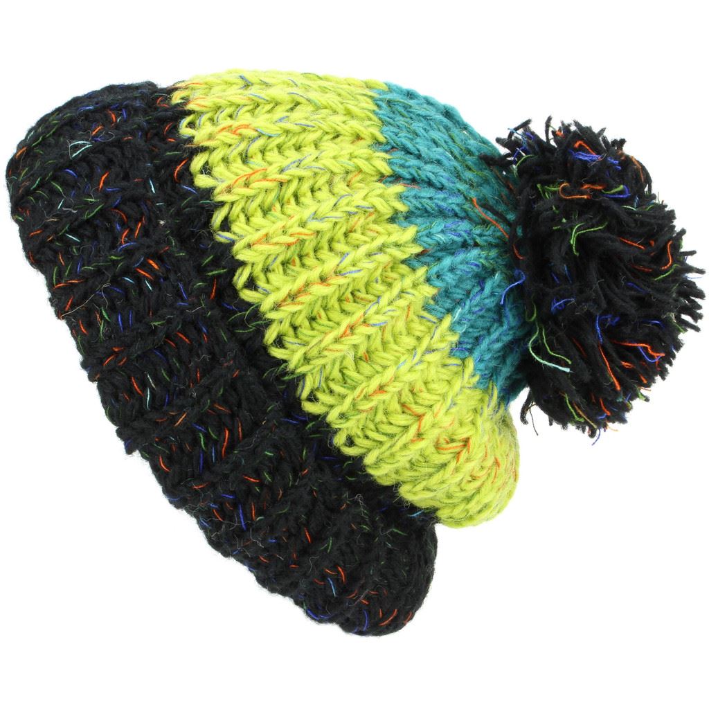 Chunky Wool Knit Beanie Bobble Hat Men Ladies Warm Winter Slouch Baggy Lined - Picture 2 of 10
