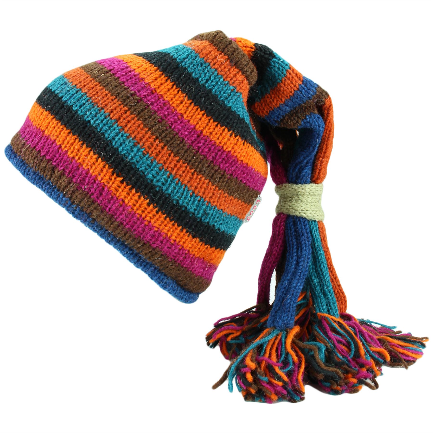 SLOUCH BEANIE HIPPIE TASSEL HAT FESTIVAL FOUNTAIN Wool Knit Fleece