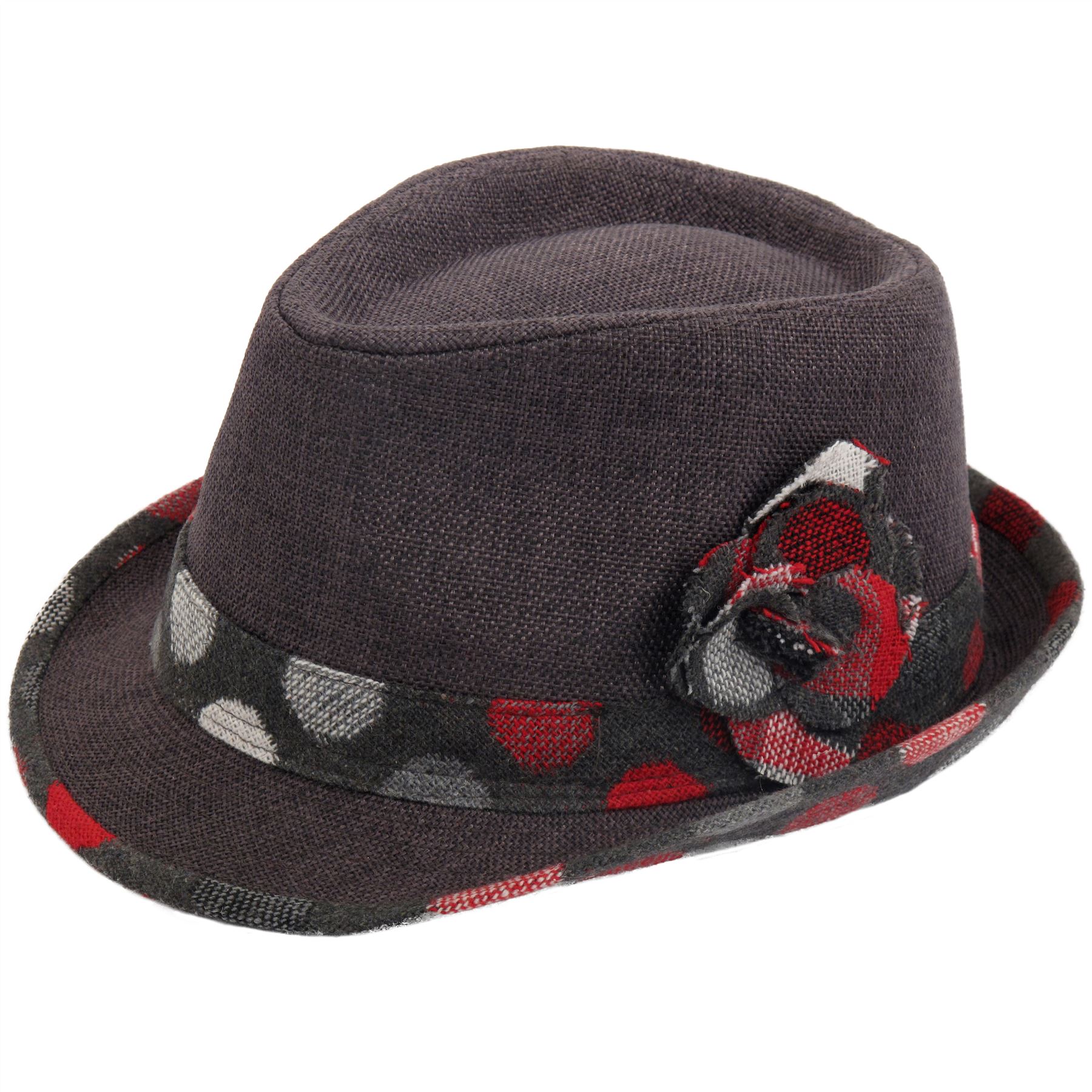 Spot Tilby Hat Womens Flower Grey Brown 