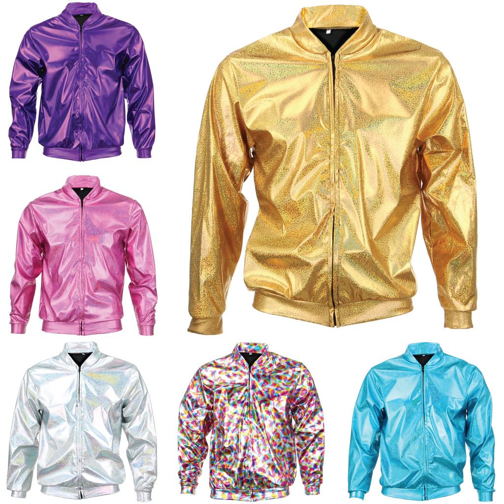 Bomber Jacket Shiny Unisex Ladies Men FIREFLY Sparkly GOLD