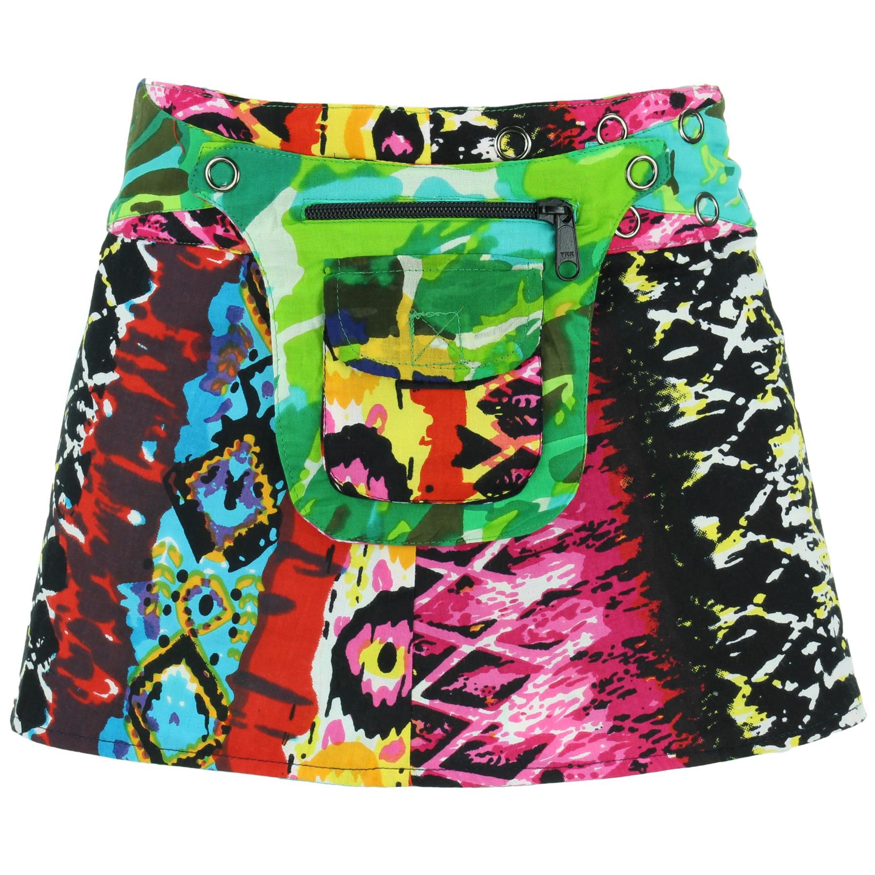 Hippie Bohemian Short Popper Childrens Skirt Boho Pocket Wrap Reversible Stud - Picture 49 of 56