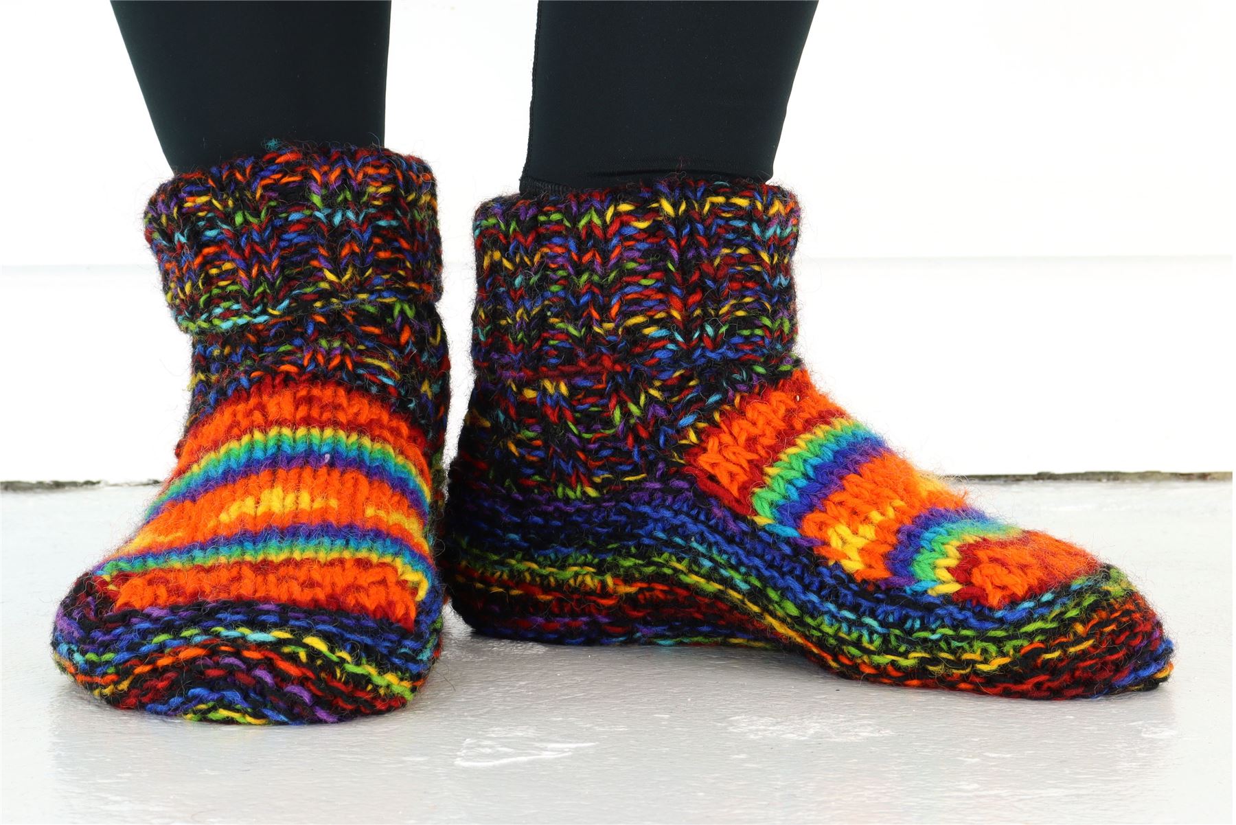 Hand Knitted Wool Slipper Socks Woolly Hand-knitted Warm Cosy Handmade - Picture 11 of 59