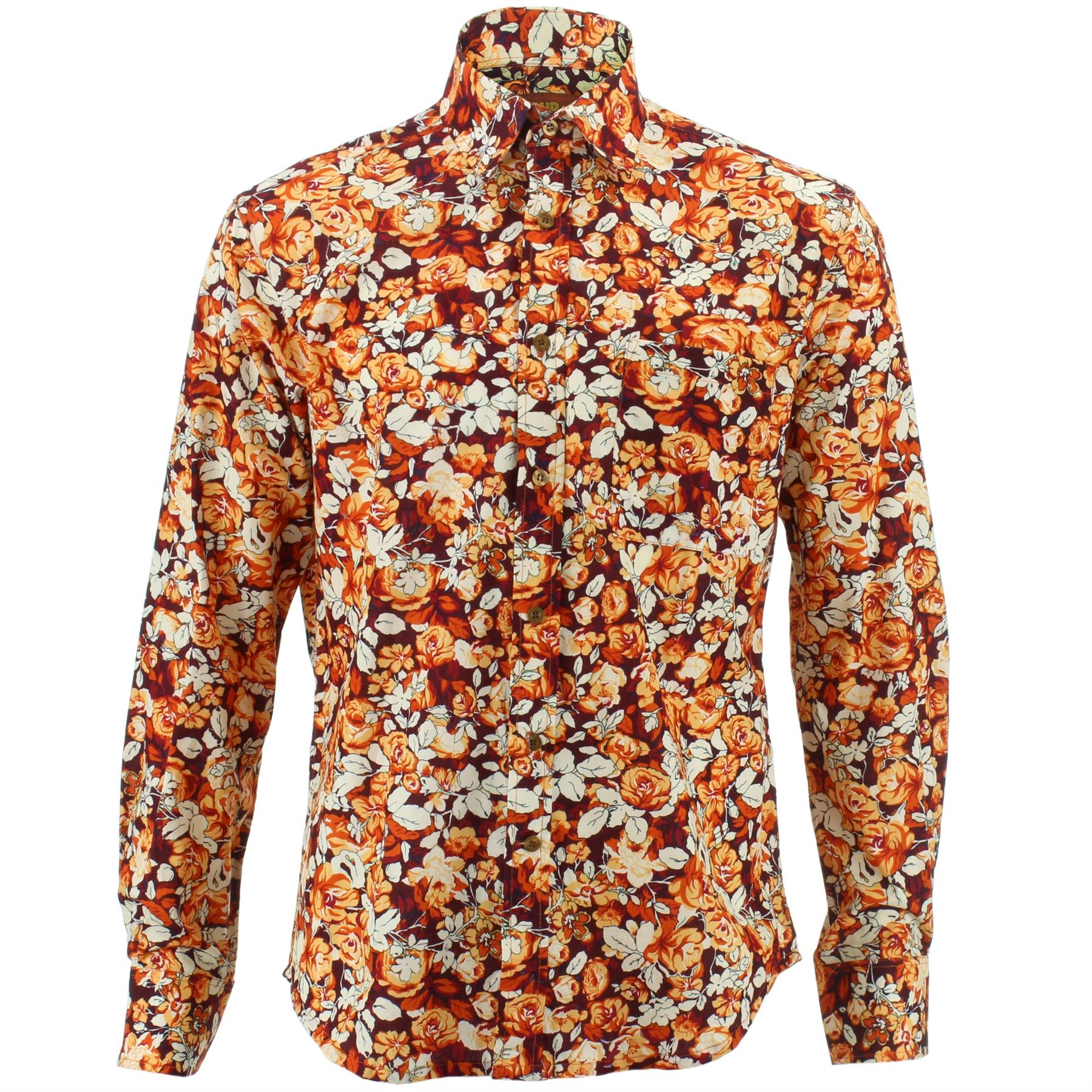 Mens Shirt Loud Originals TAILORED FIT Floral Yellow Retro Psychedelic Fancy