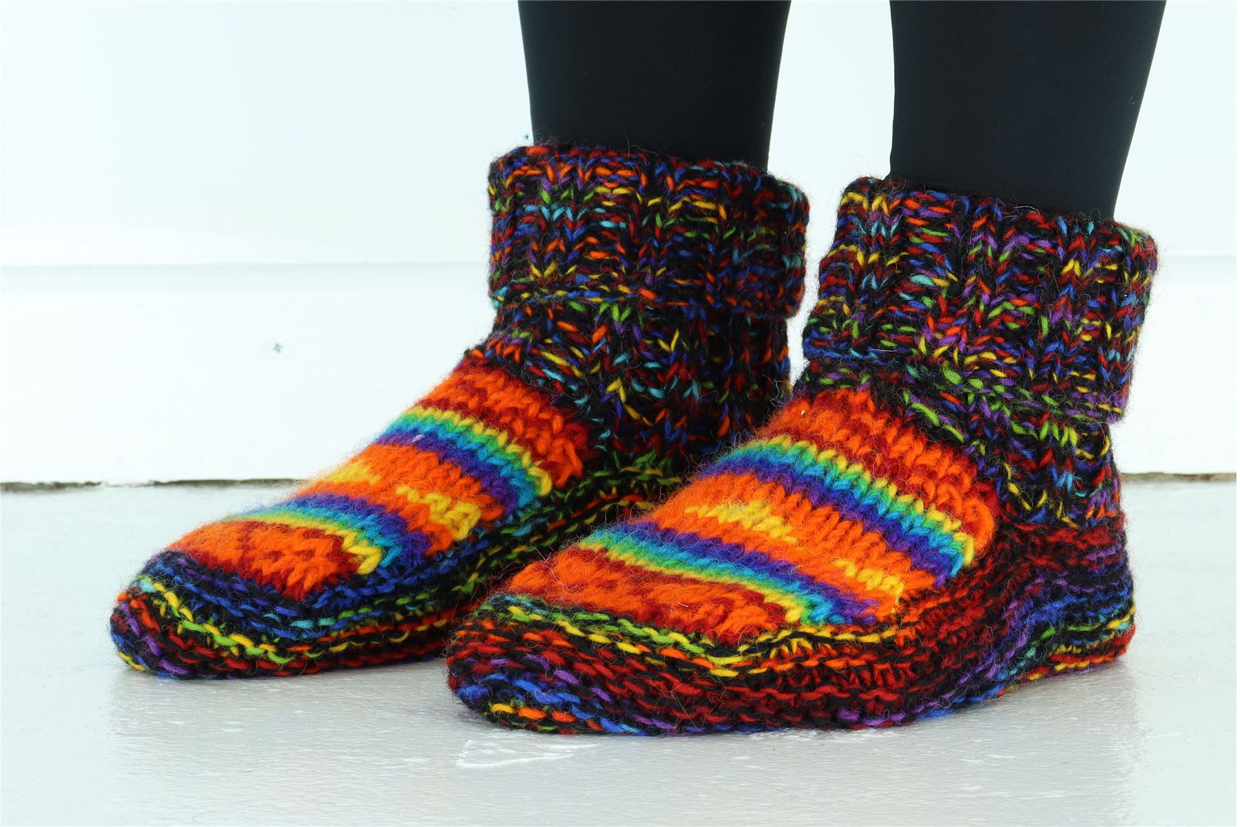 Hand Knitted Wool Slipper Socks Woolly Hand-knitted Warm Cosy Handmade - Picture 8 of 59
