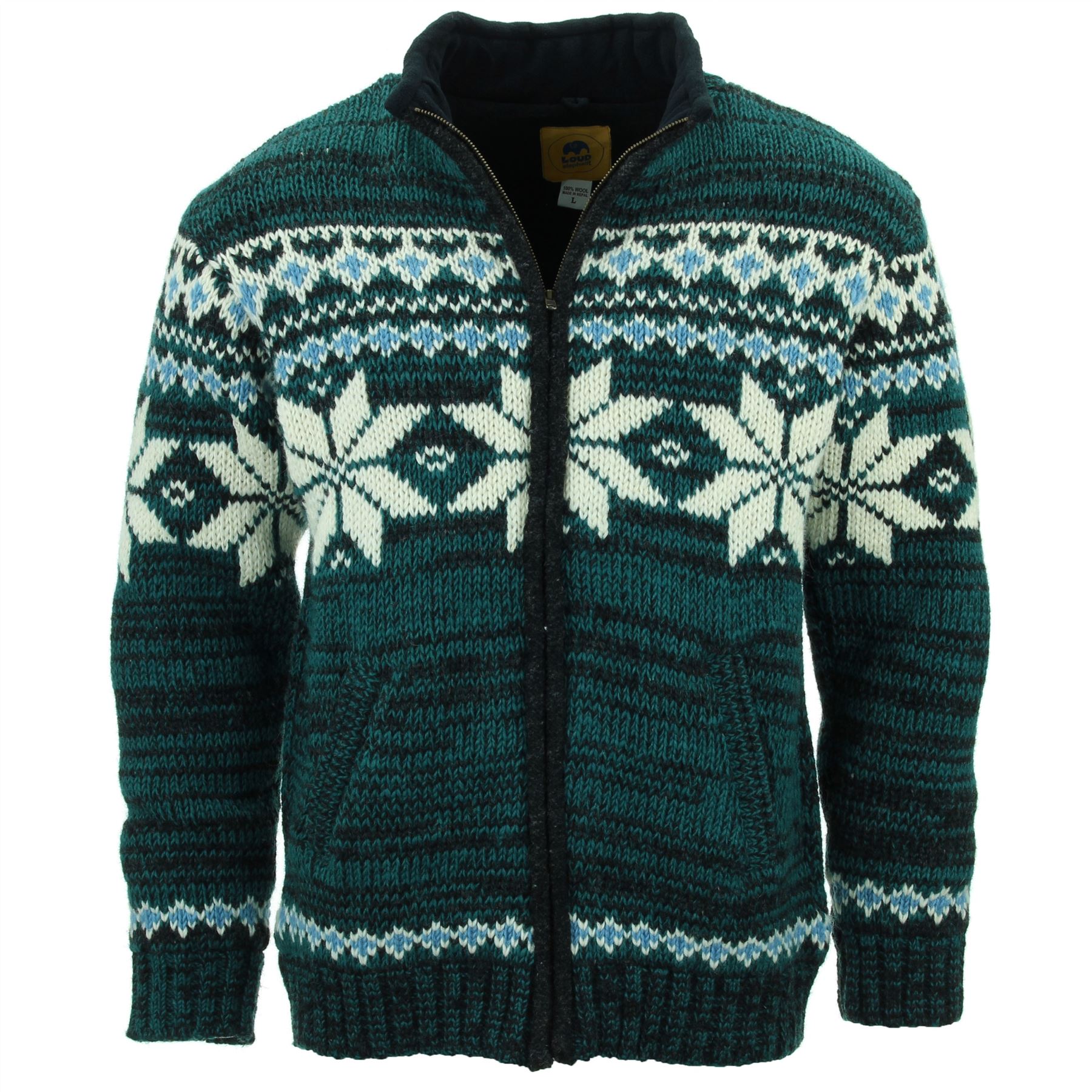 Hand Knitted Wool Jacket Cardigan LoudElephant Nepal Warm Lined Unisex - Picture 70 of 102