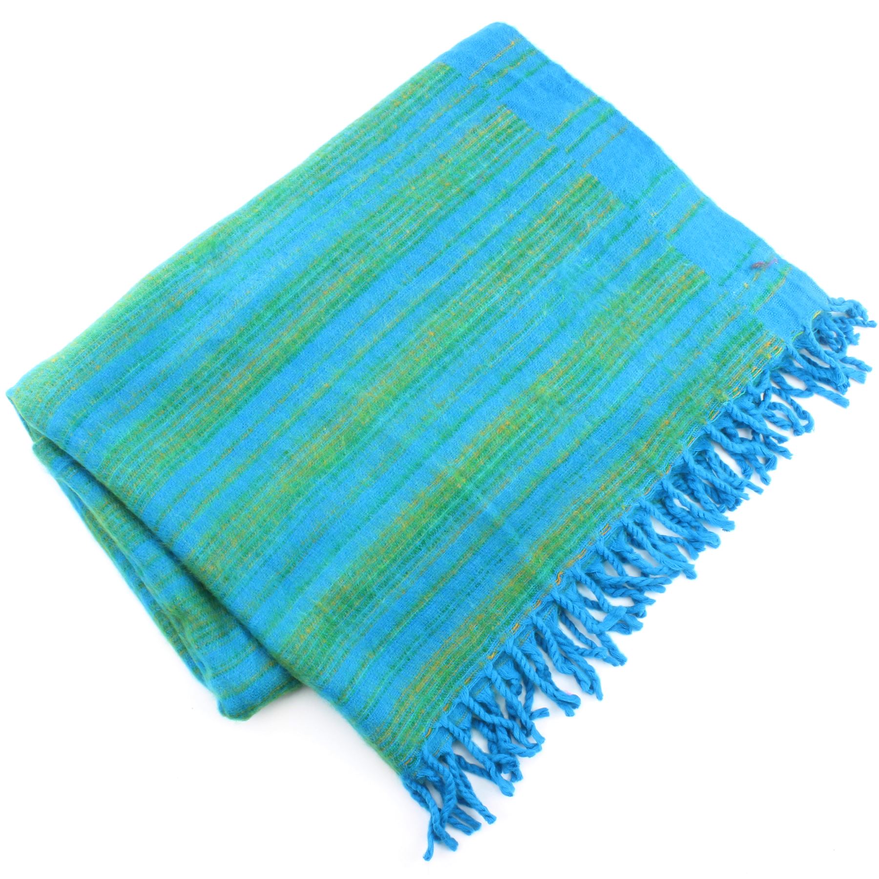 Vegan Wool Shawl Blanket Stripe Hill Queen Wrap Throw Boho Meditation Travel - Picture 47 of 50